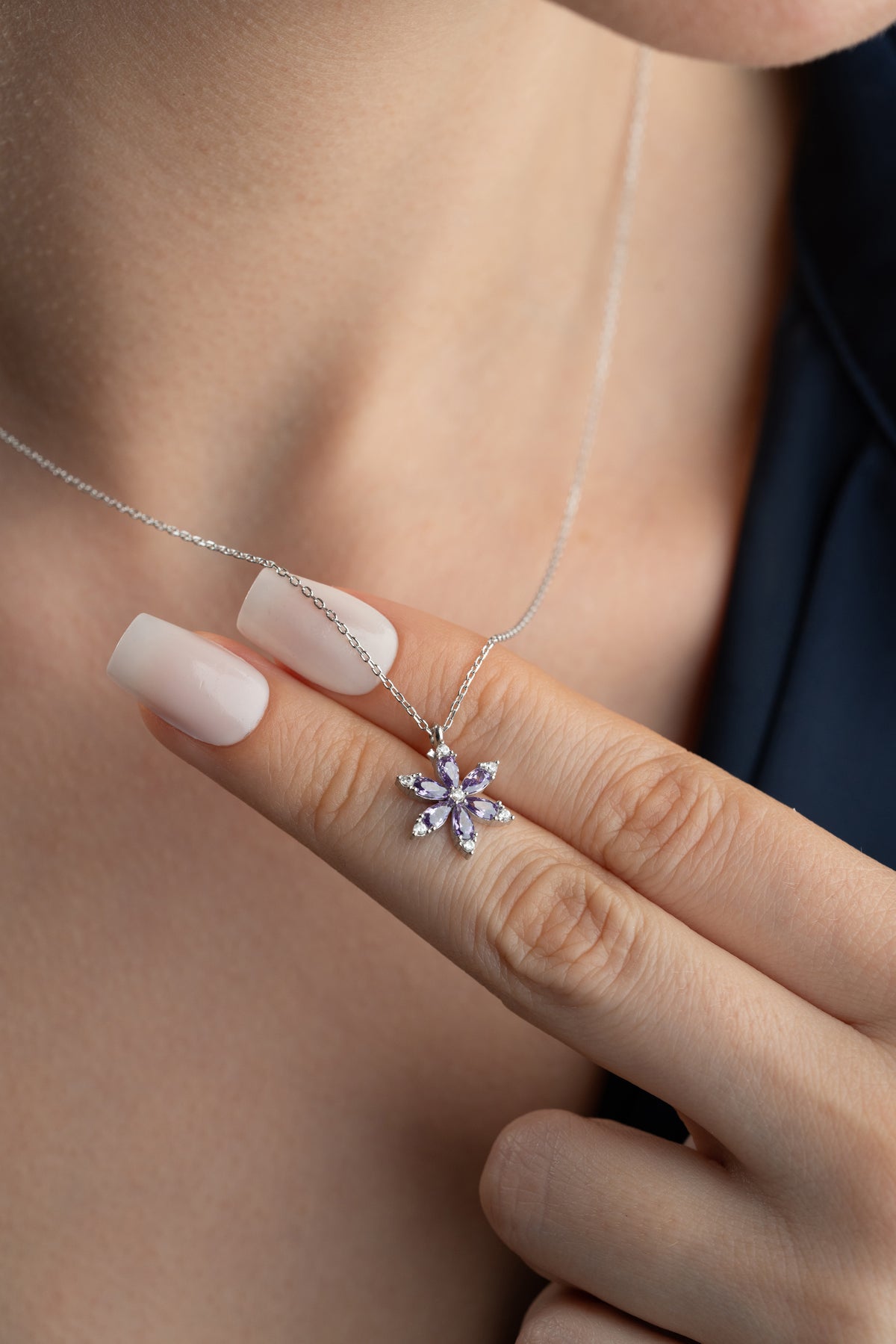 Amethyst Flower Pendant Necklace