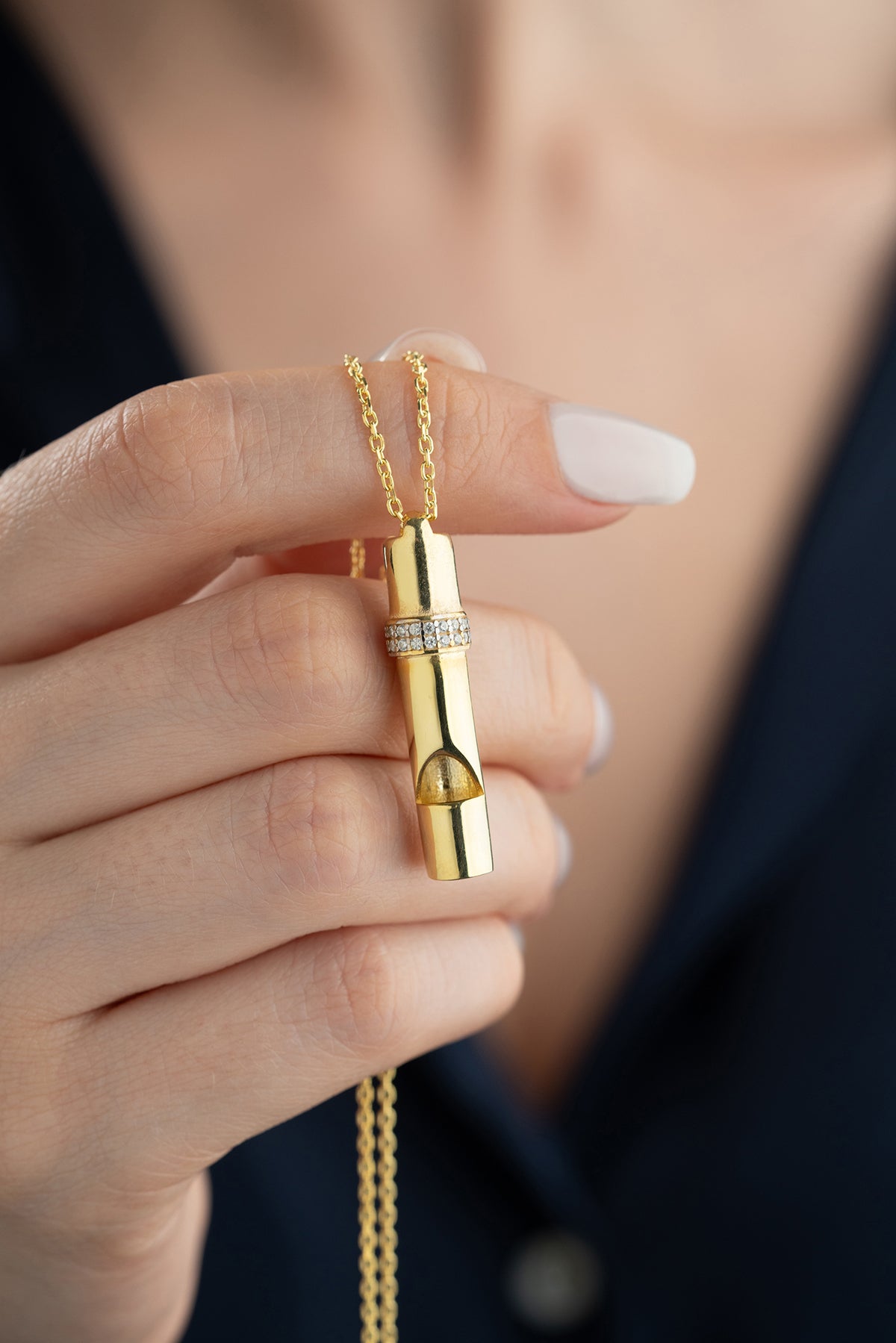 Gold Whistle Charm Necklace