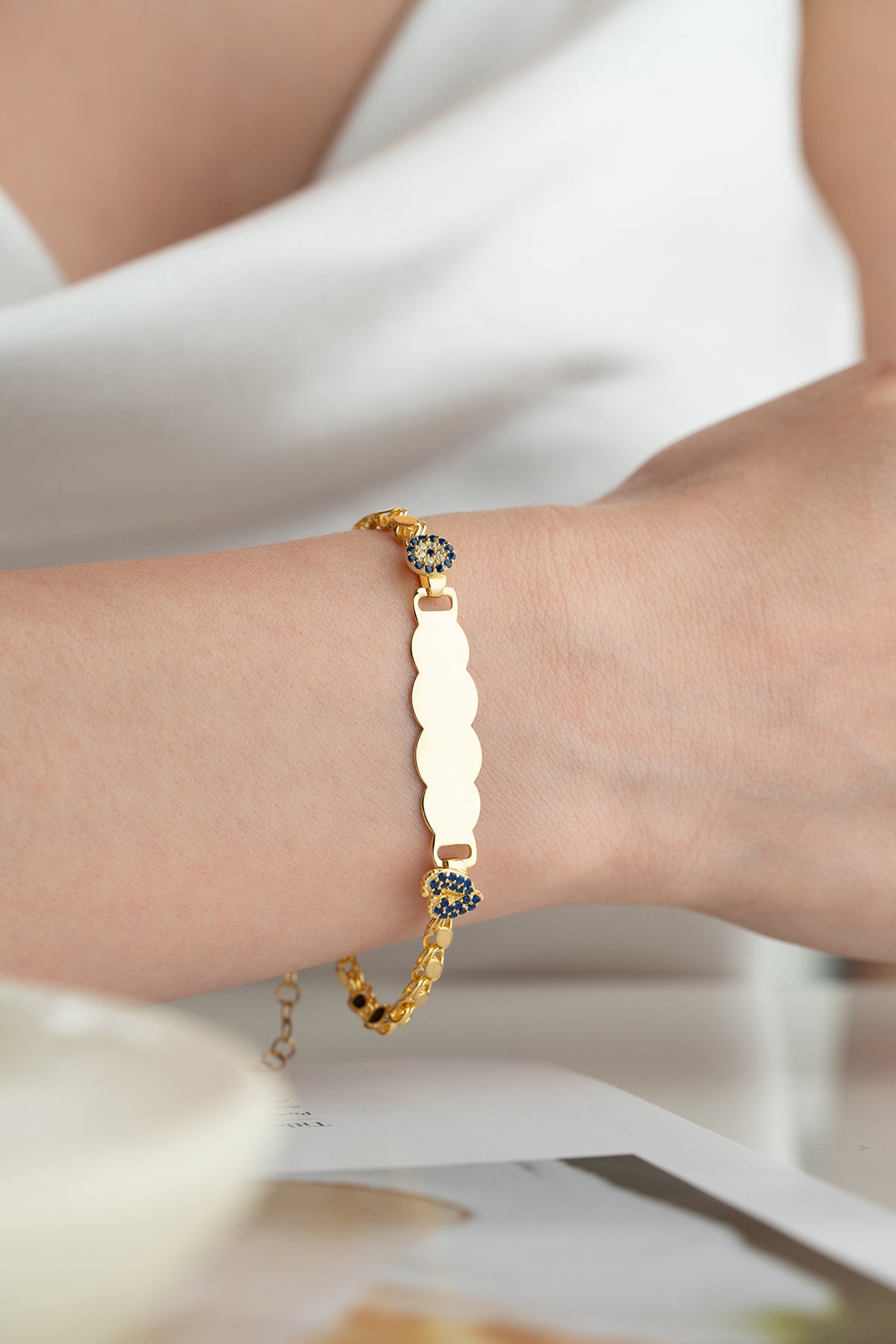 Personalized Kids Bracelet with Pave Heart Charm