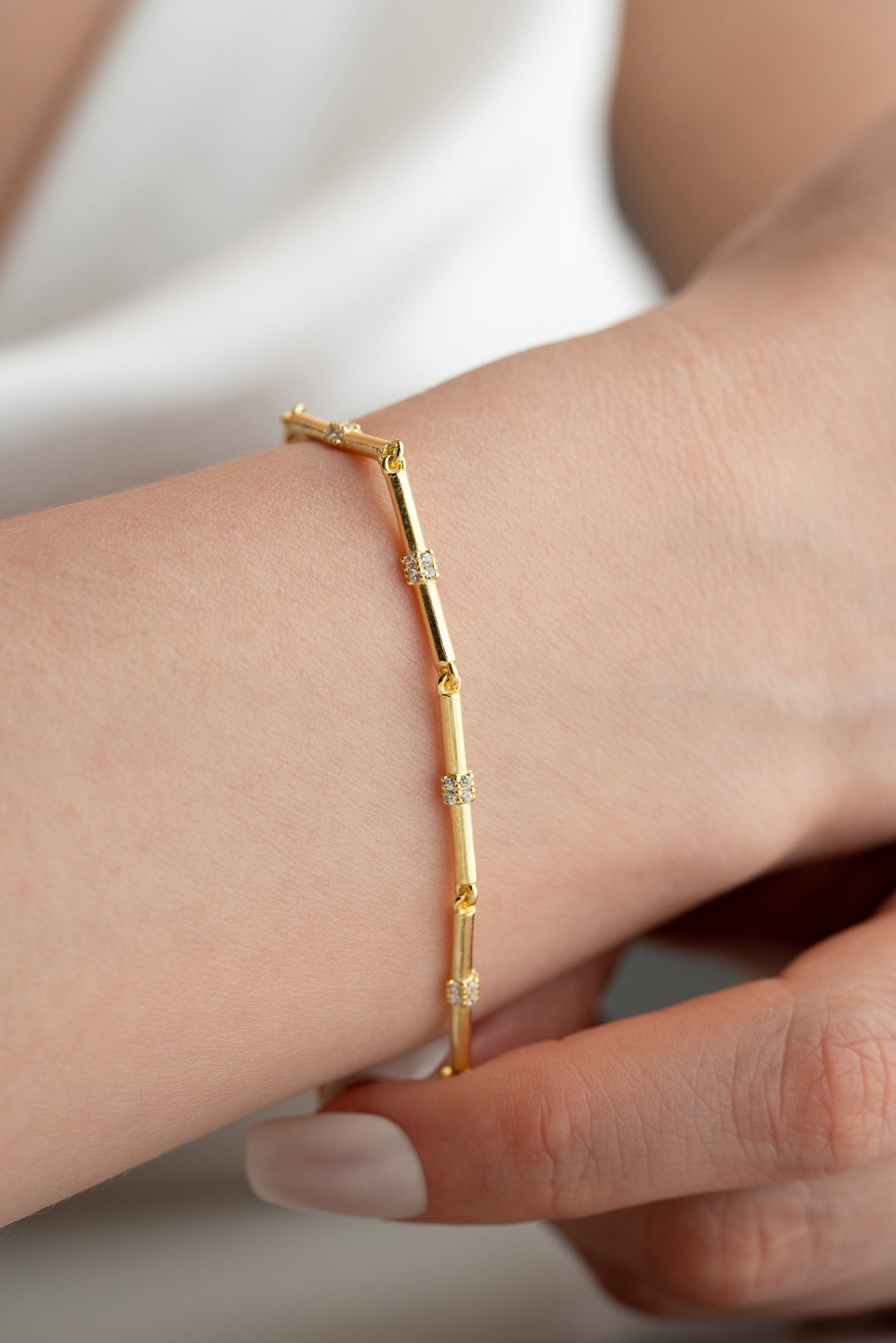 Pave Crystal Bar Link Bracelet