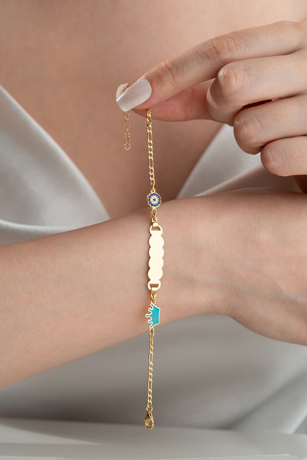 Kids Personalized Crown Charm Bracelet