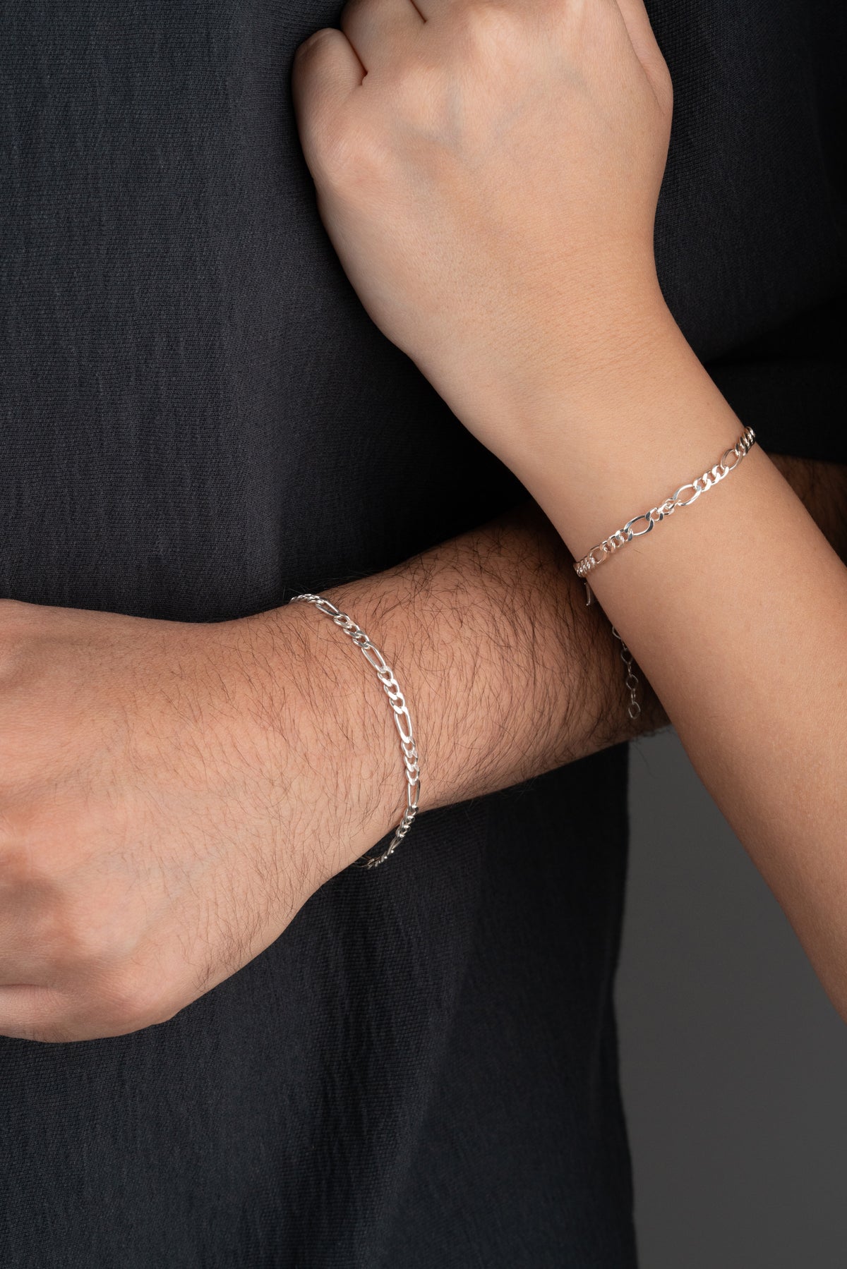 His and Hers Figaro Chain Bracelet Set