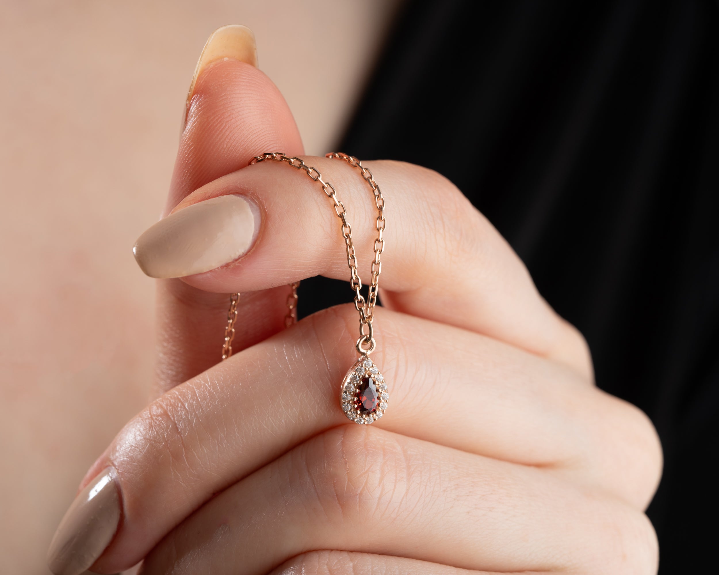 Custom Family Birthstone Teardrop Necklace