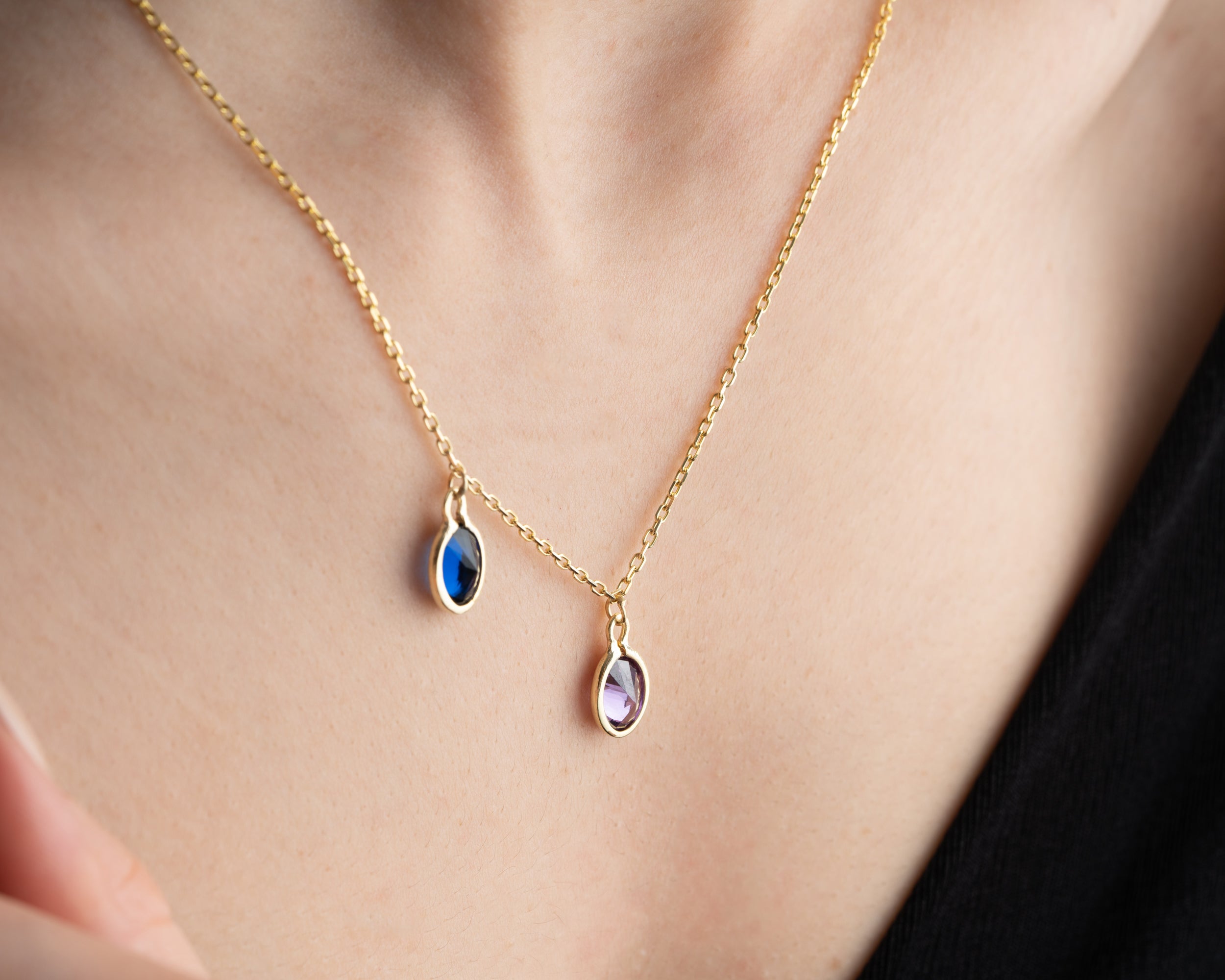 Layered Oval Birthstone Necklace