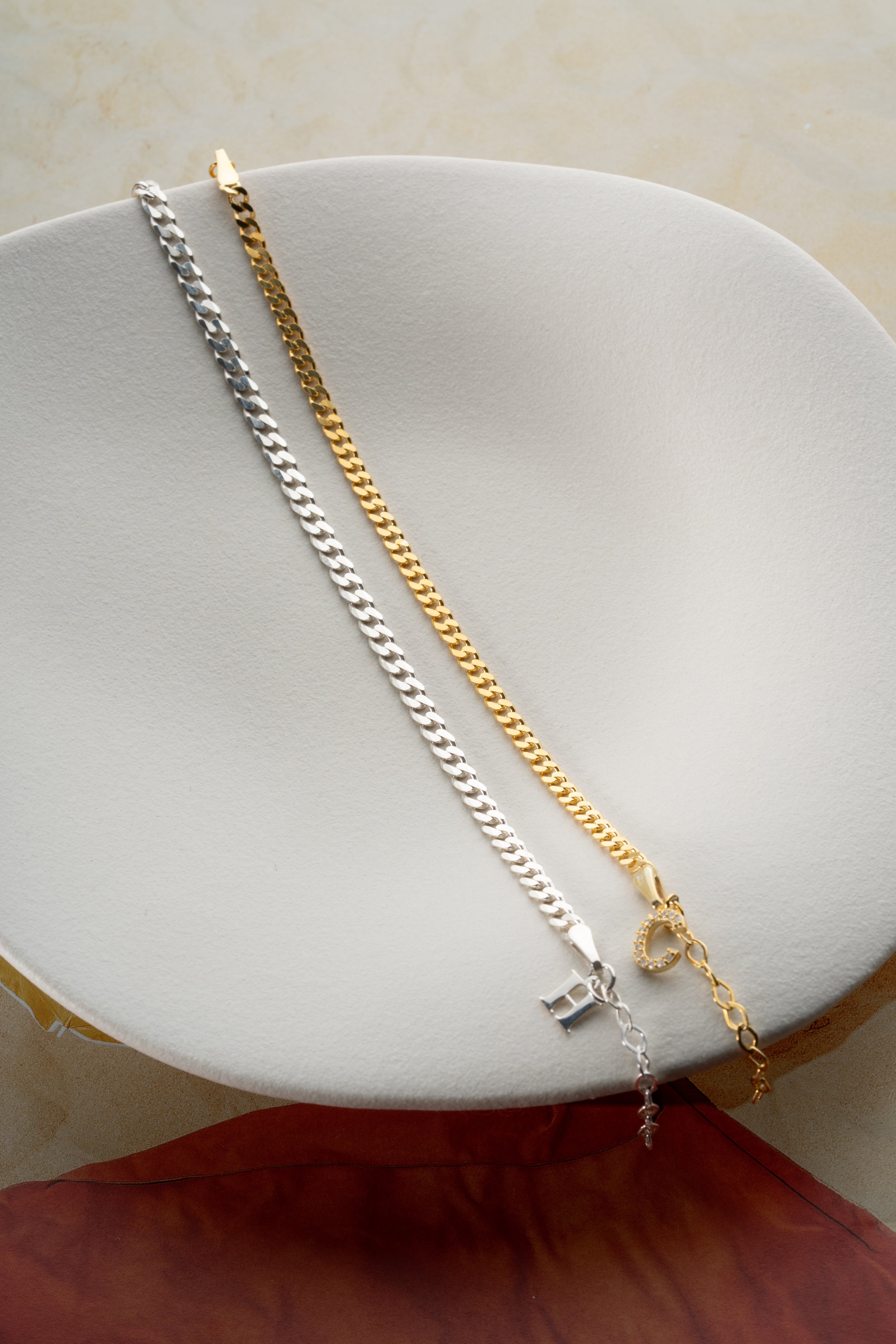 Custom Couple's Initial Charm Bracelet Set