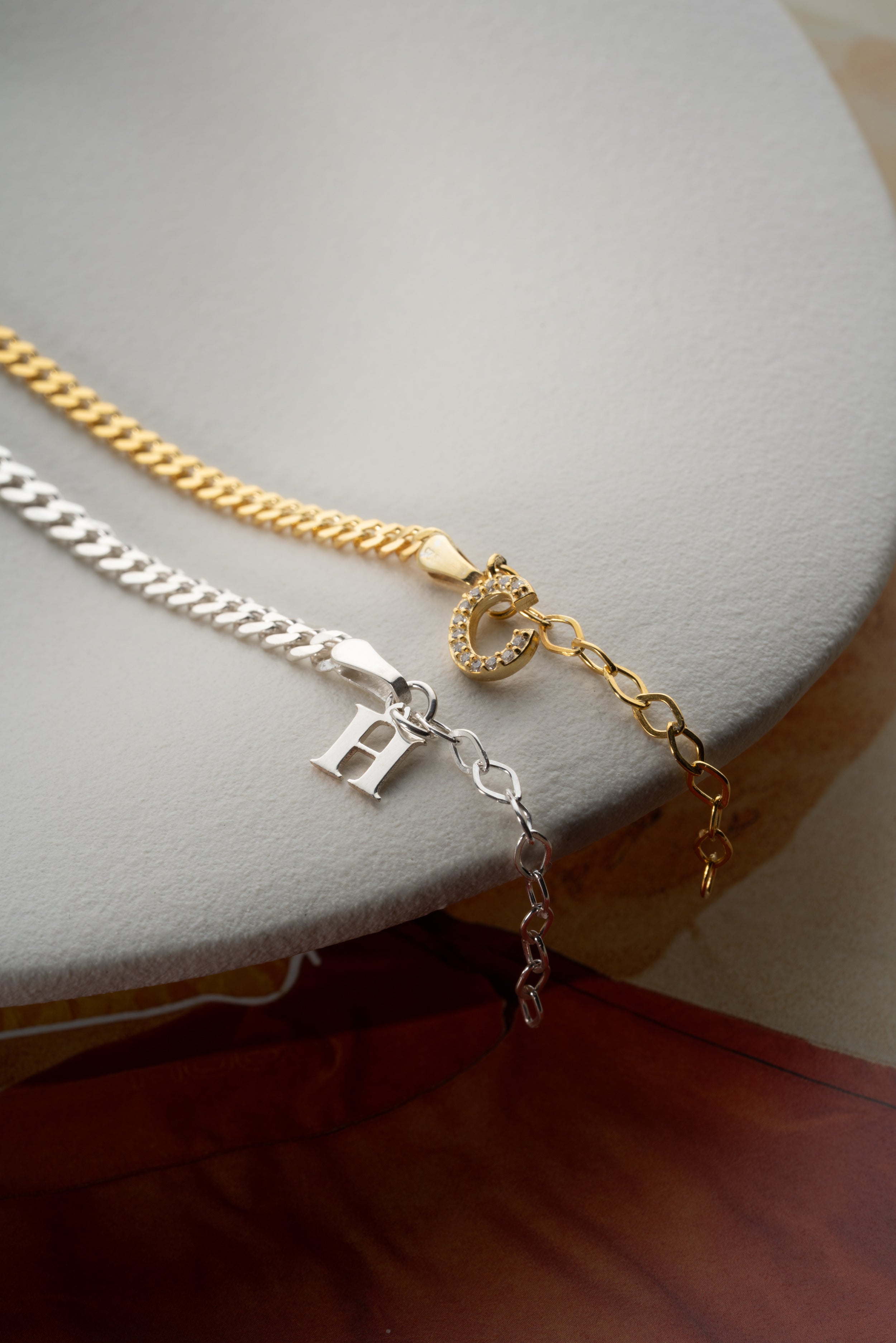 Custom Couple's Initial Charm Bracelet Set