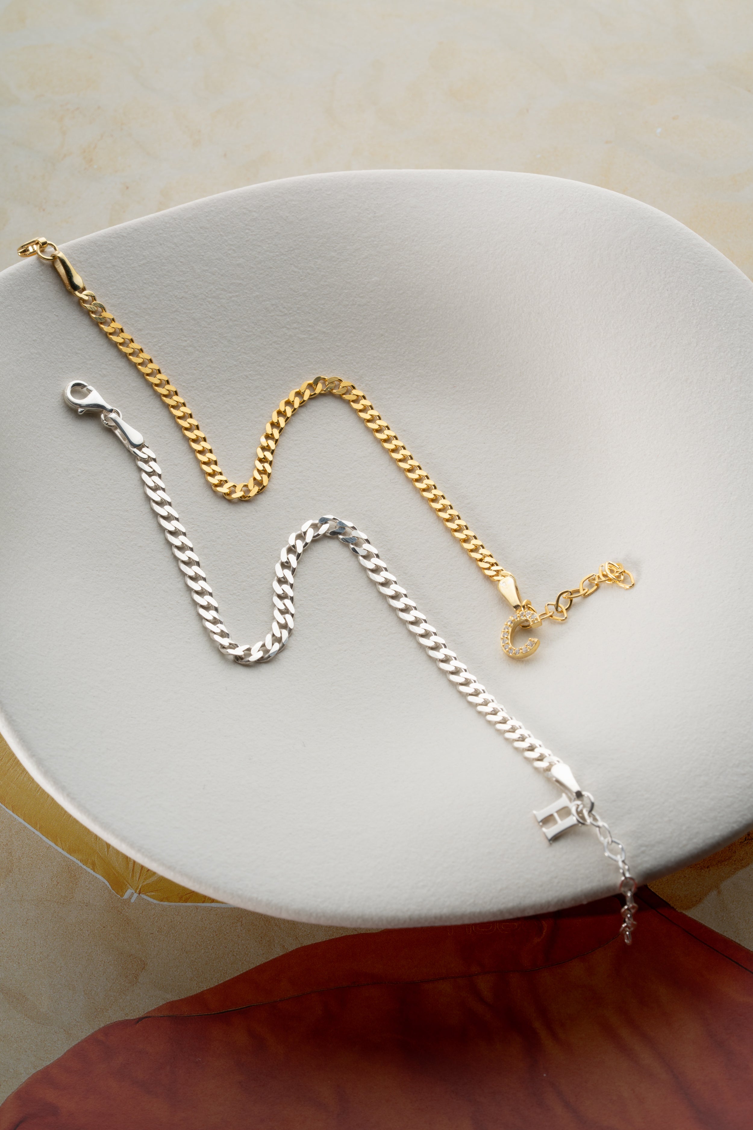 Custom Couple's Initial Charm Bracelet Set