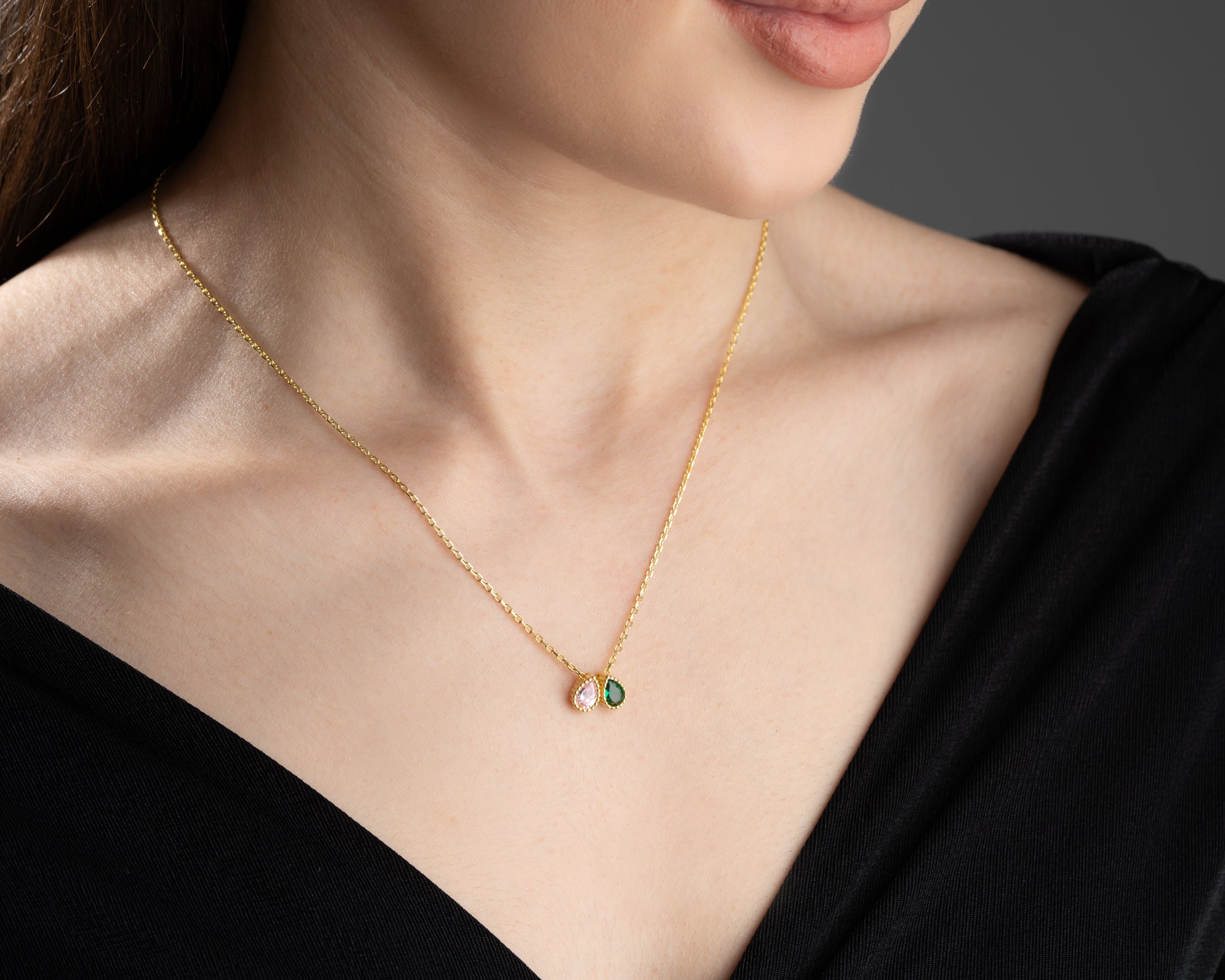 Marquise Cluster Family Birthstone Necklace