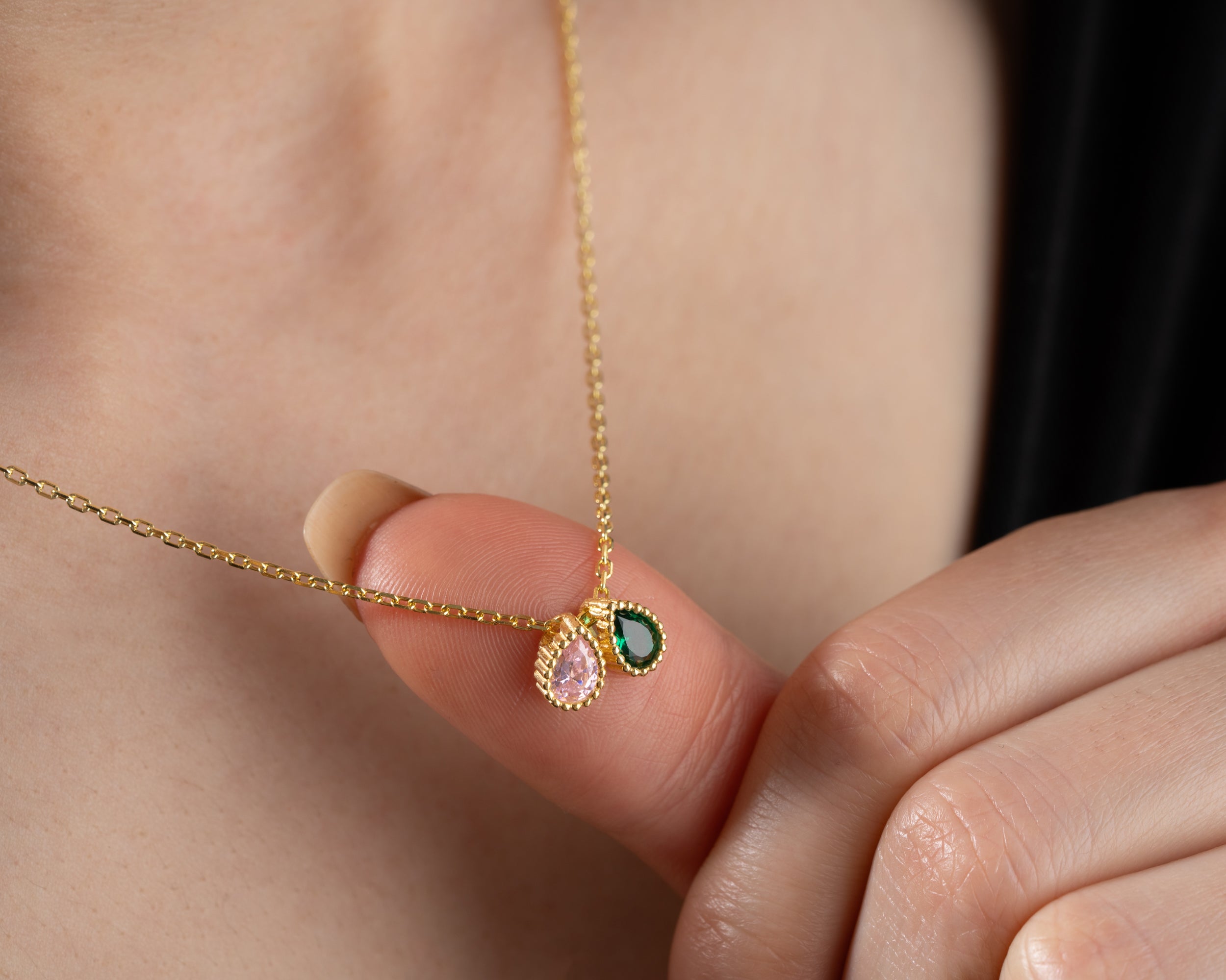Marquise Cluster Family Birthstone Necklace