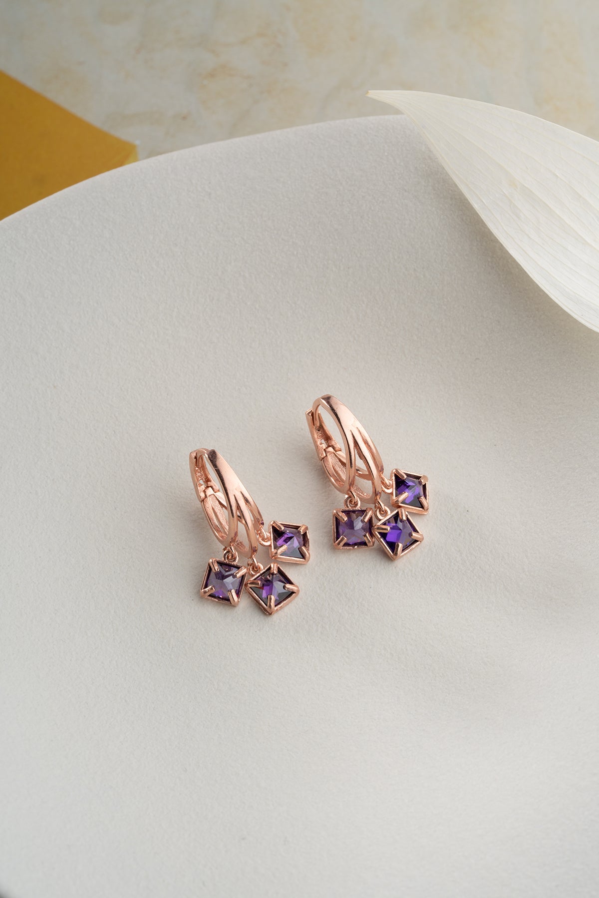 Amethyst Crystal Cluster Drop Earrings