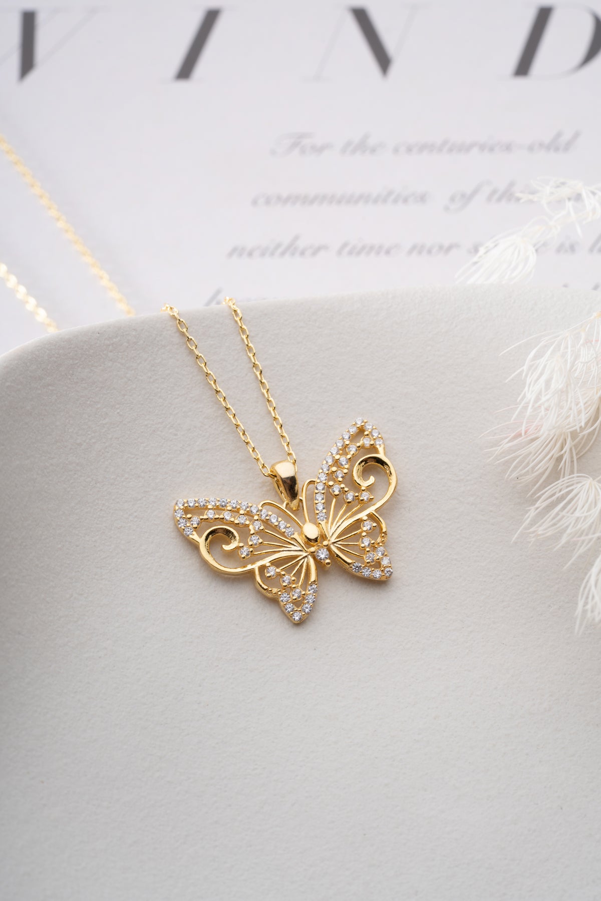 Crystal Butterfly Pendant Necklace