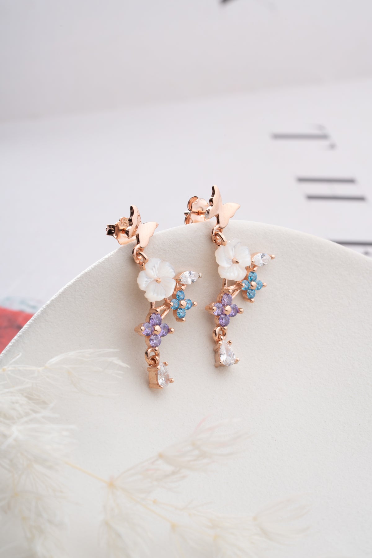 Mother of Pearl Flower Cluster Earrings