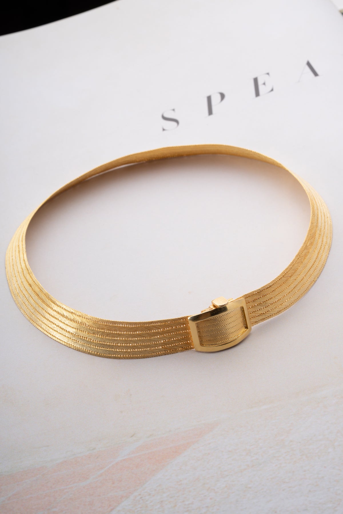 Woven Mesh Collar Necklace in Gold