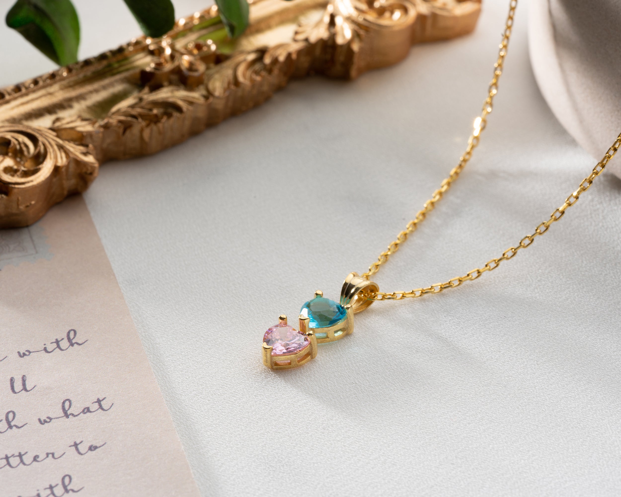 Cascading Heart Birthstone Necklace