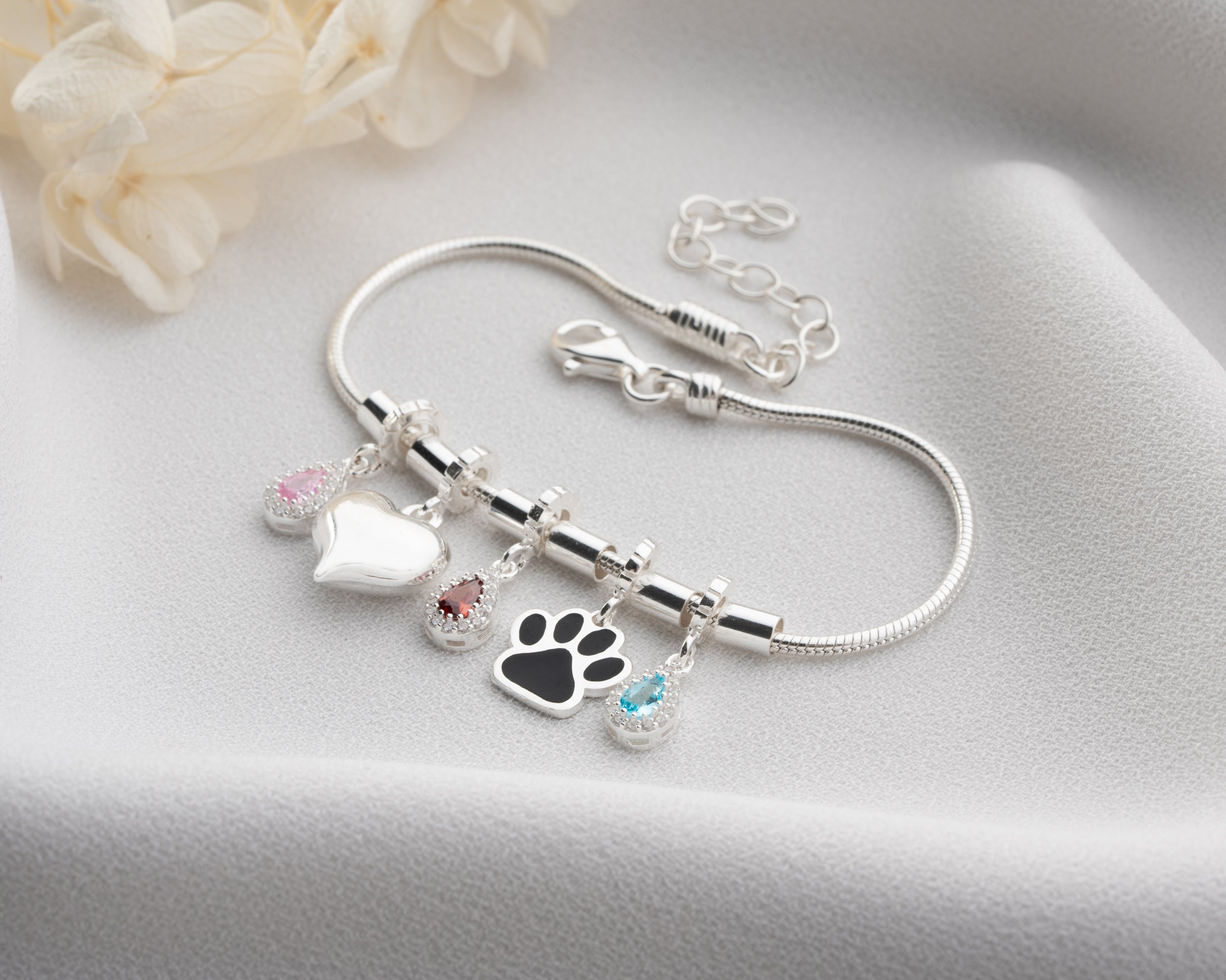Custom Kids Birthstone Heart Bracelet