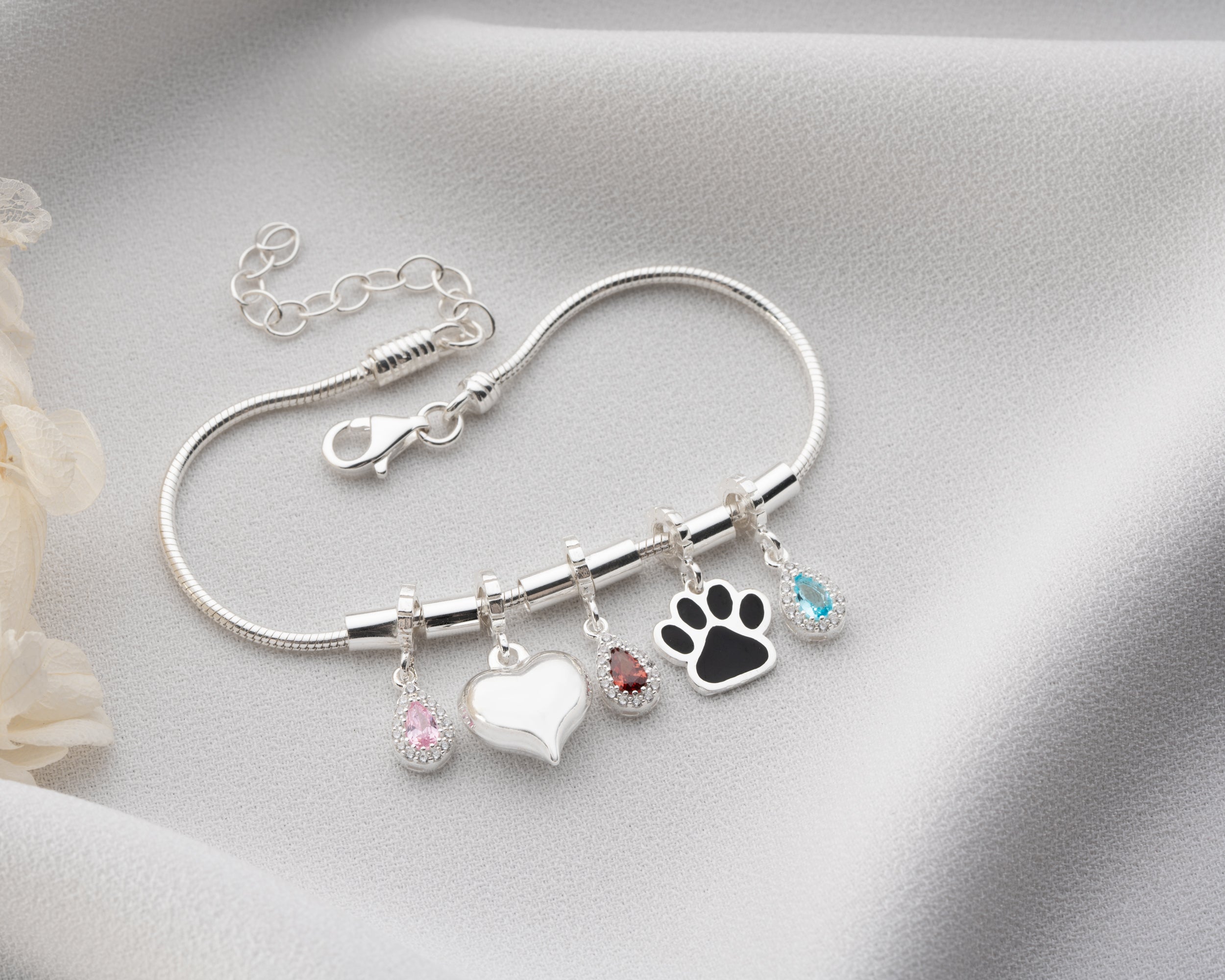 Custom Kids Birthstone Heart Bracelet
