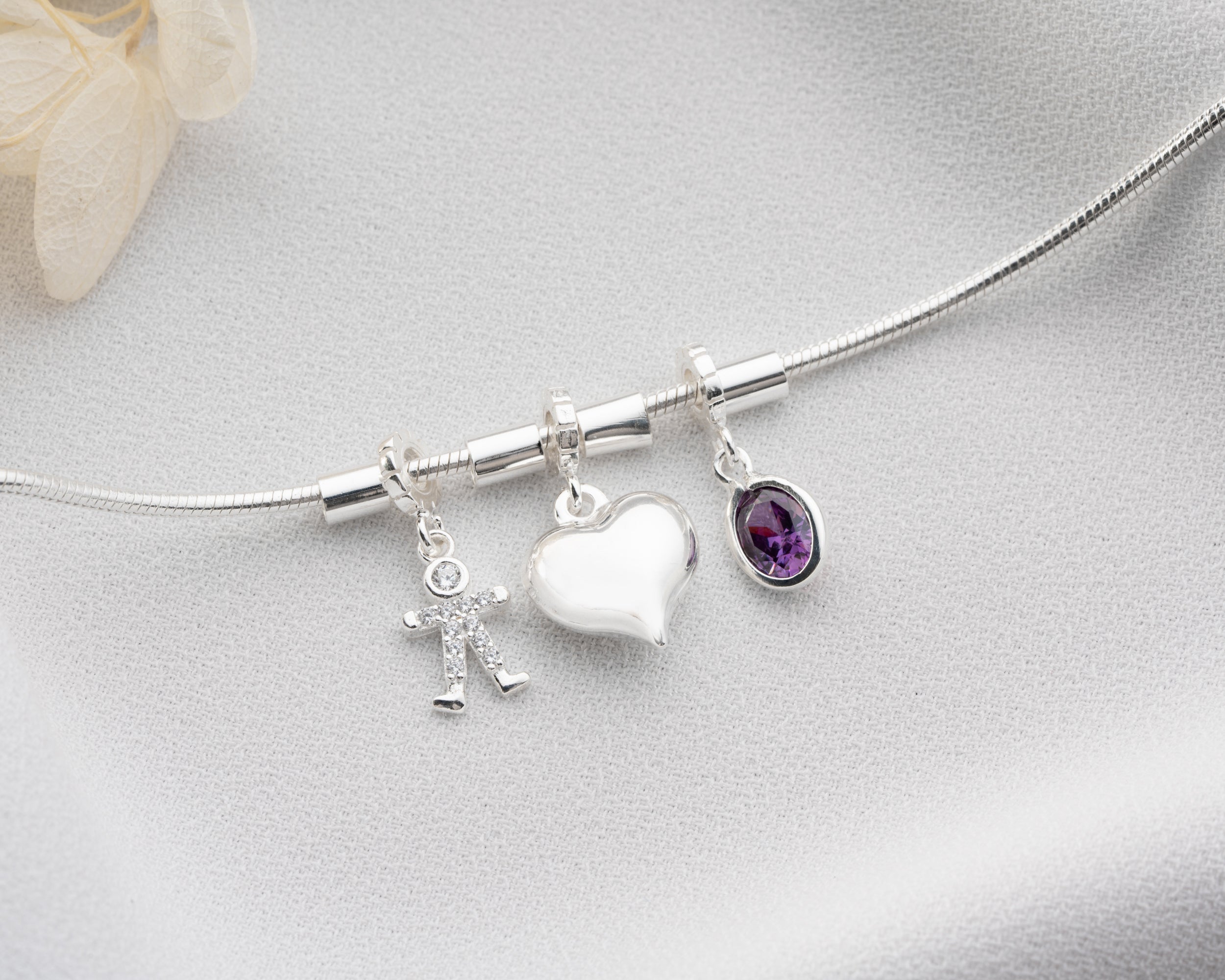 Custom Paw Print Birthstone Initial Bracelet