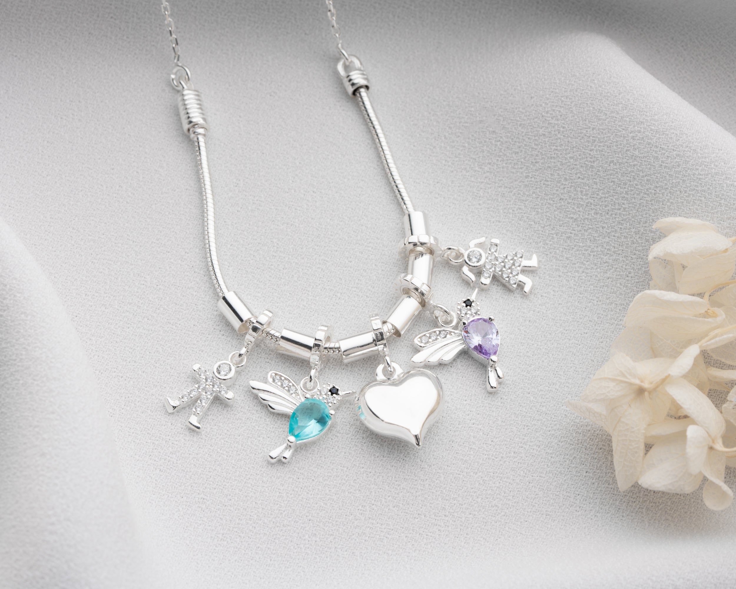 Custom Kids Birthstone Charm Necklace