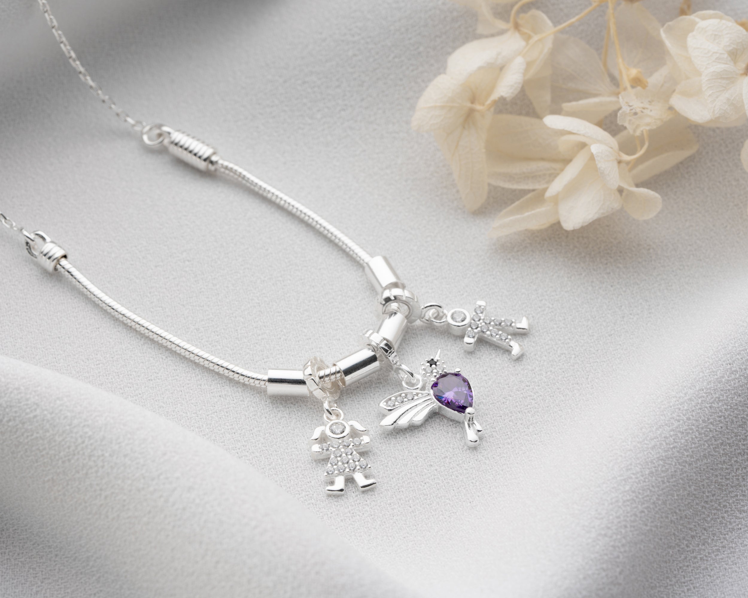 Custom Kids and Birthstone Charm Necklace