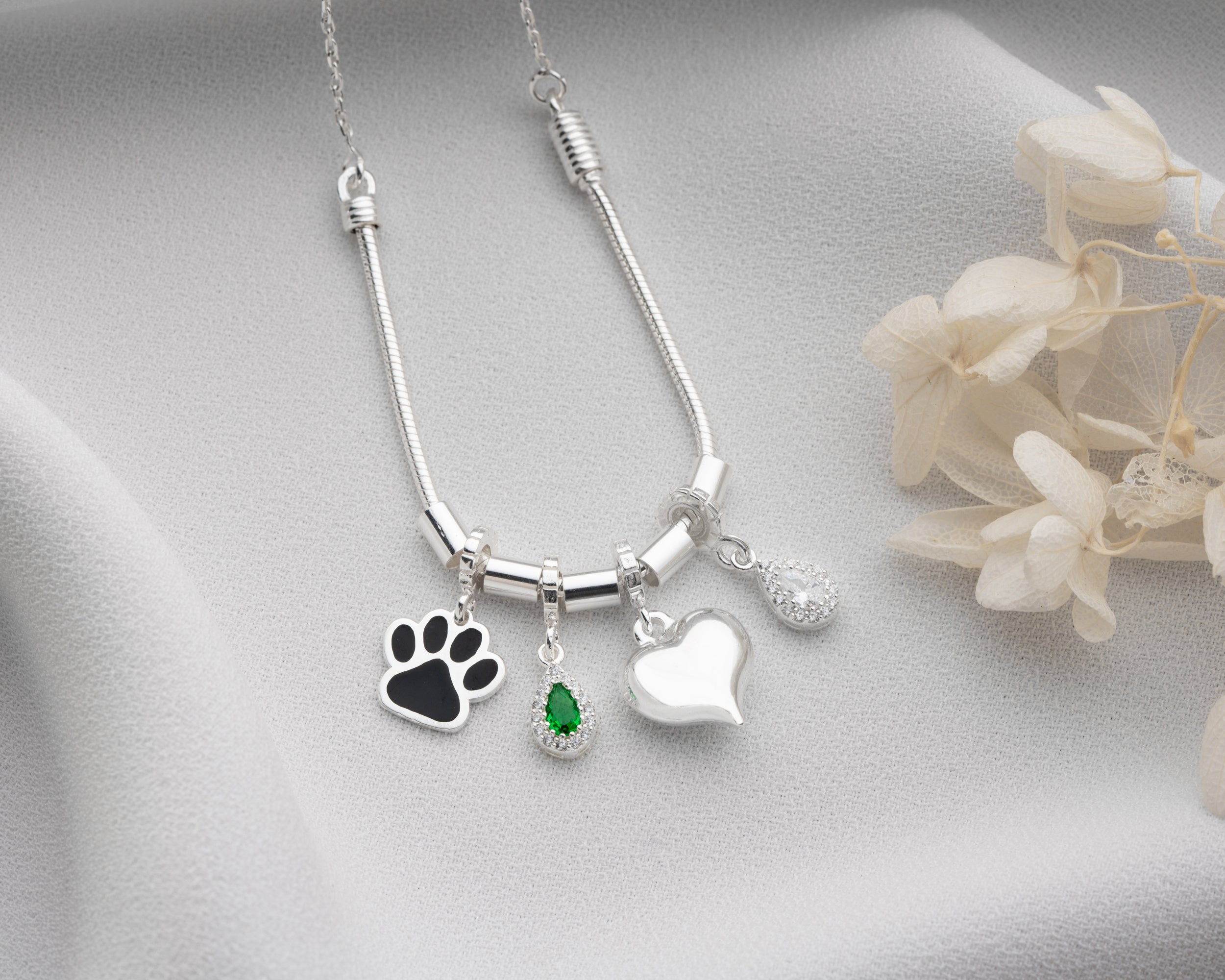 Custom Halo Birthstone Charm Necklace