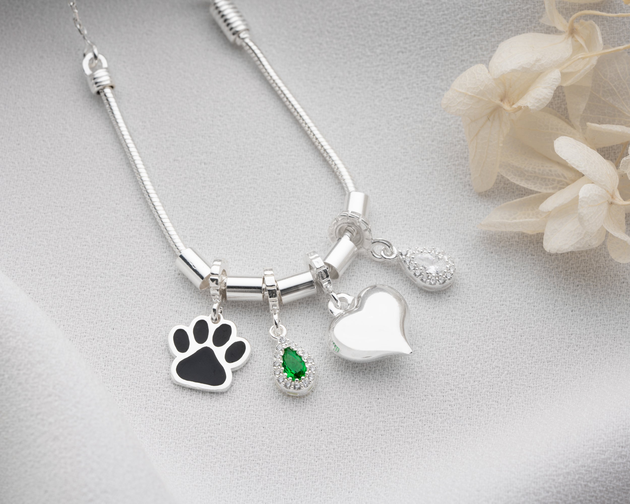 Custom Halo Birthstone Charm Necklace
