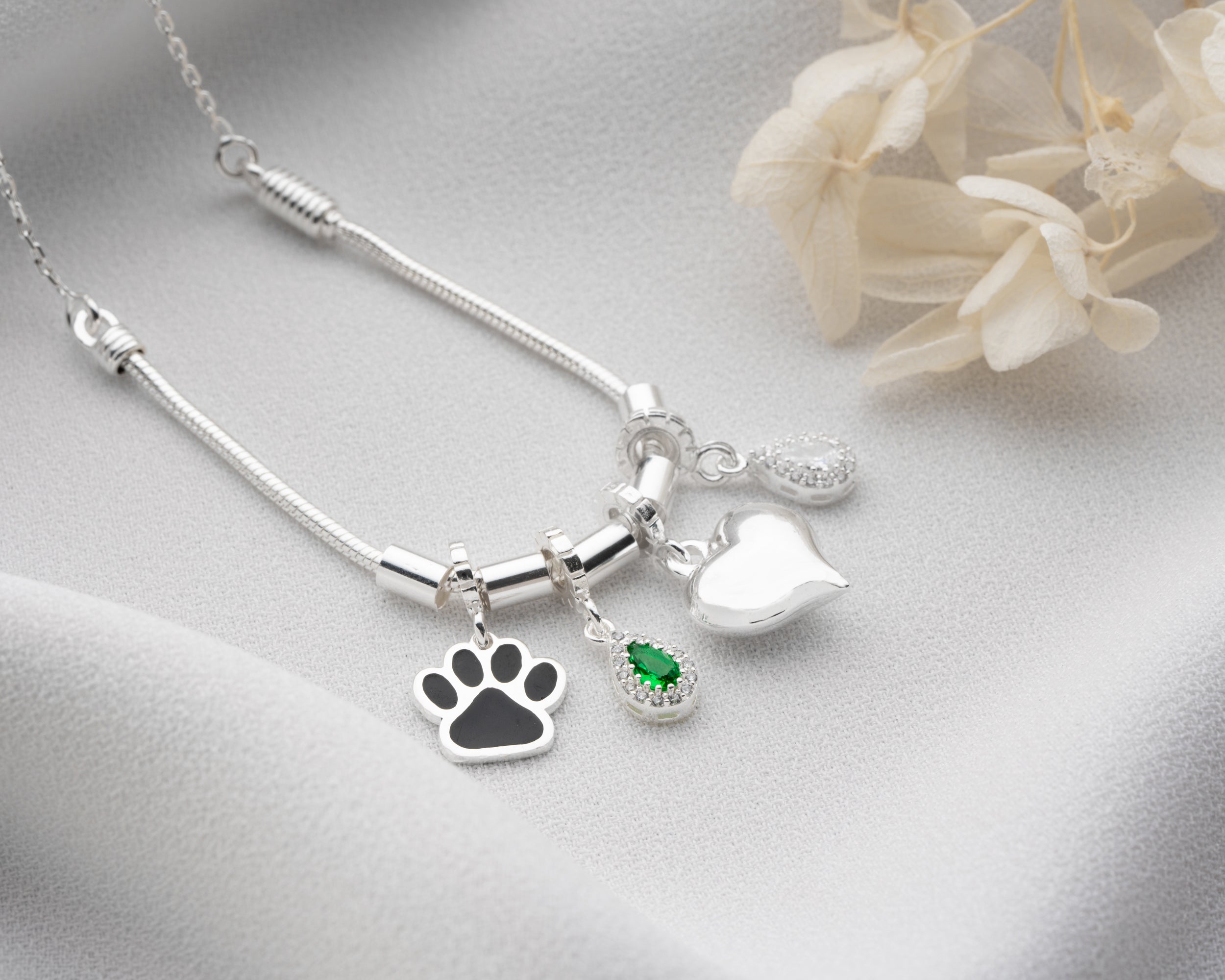 Custom Halo Birthstone Charm Necklace