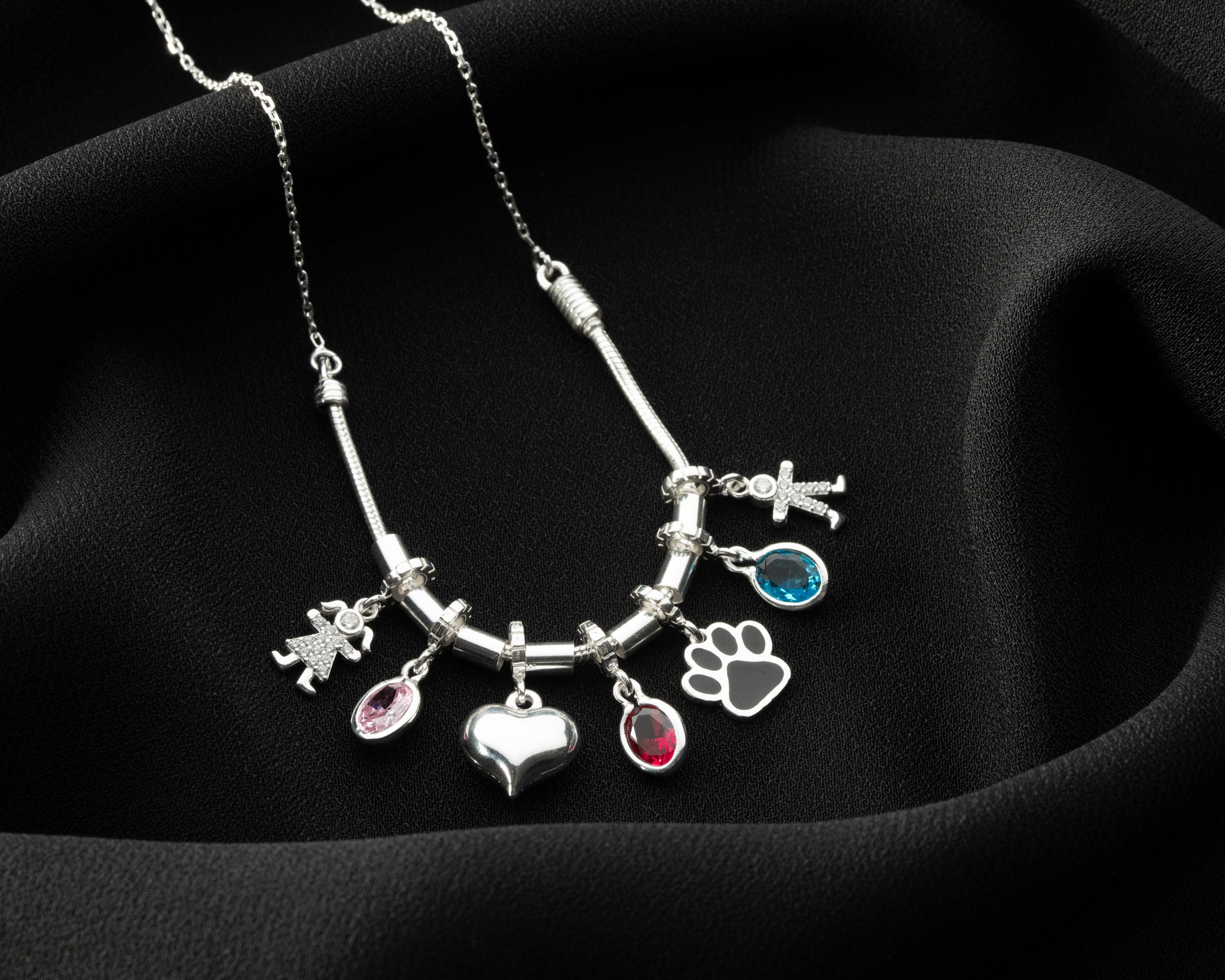 Custom Kids Birthstone Charm Necklace