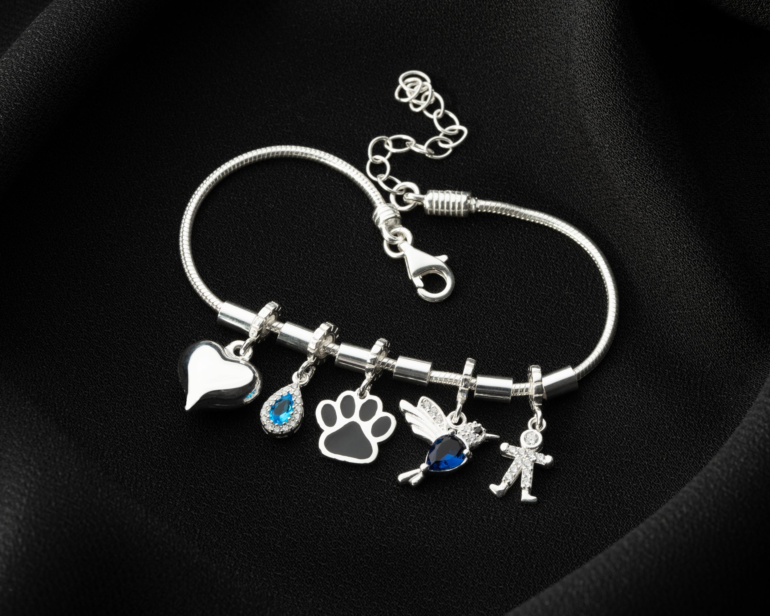 Custom Family Charm Bracelet with Birthstones