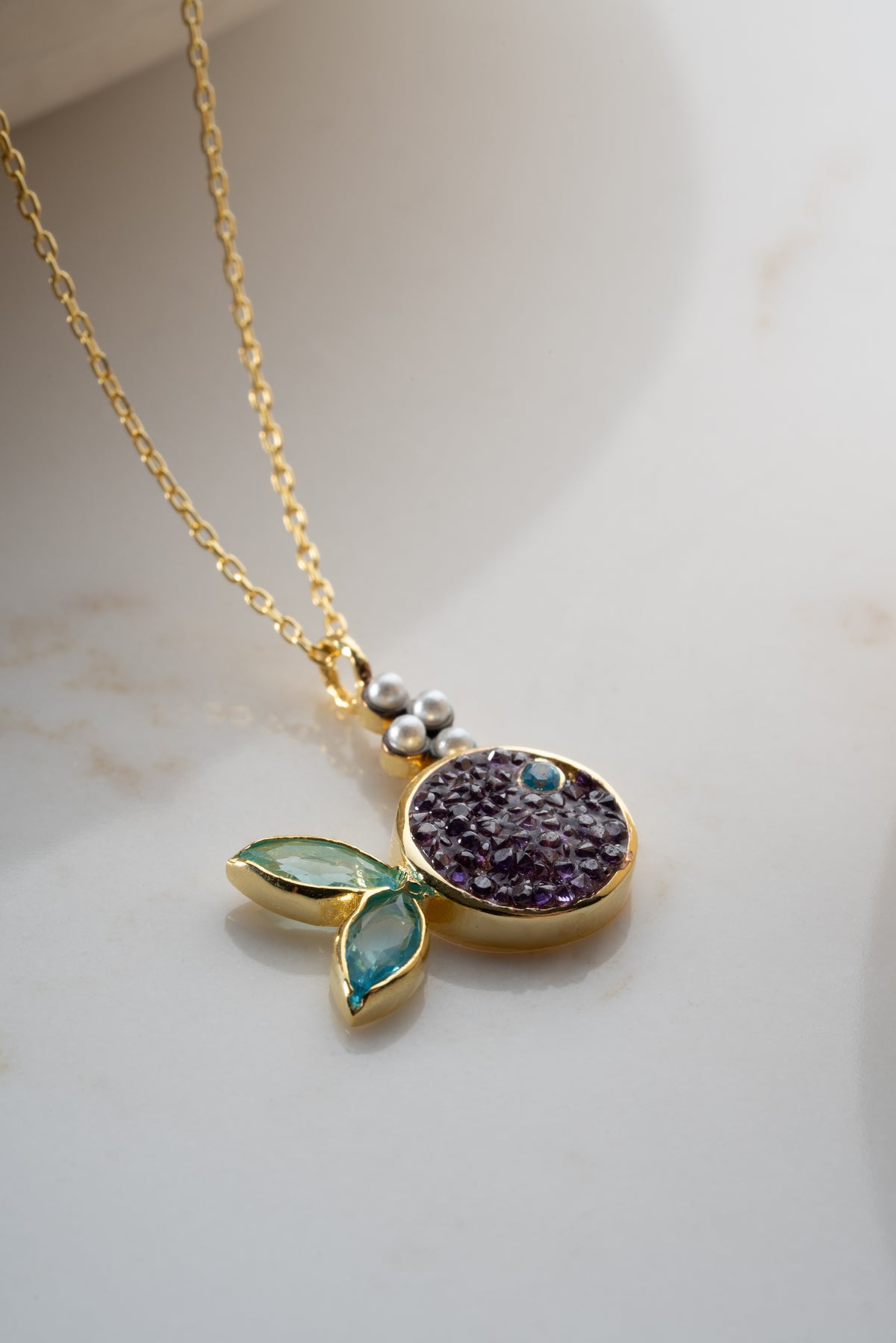 Purple Crystal Fish Pendant Necklace