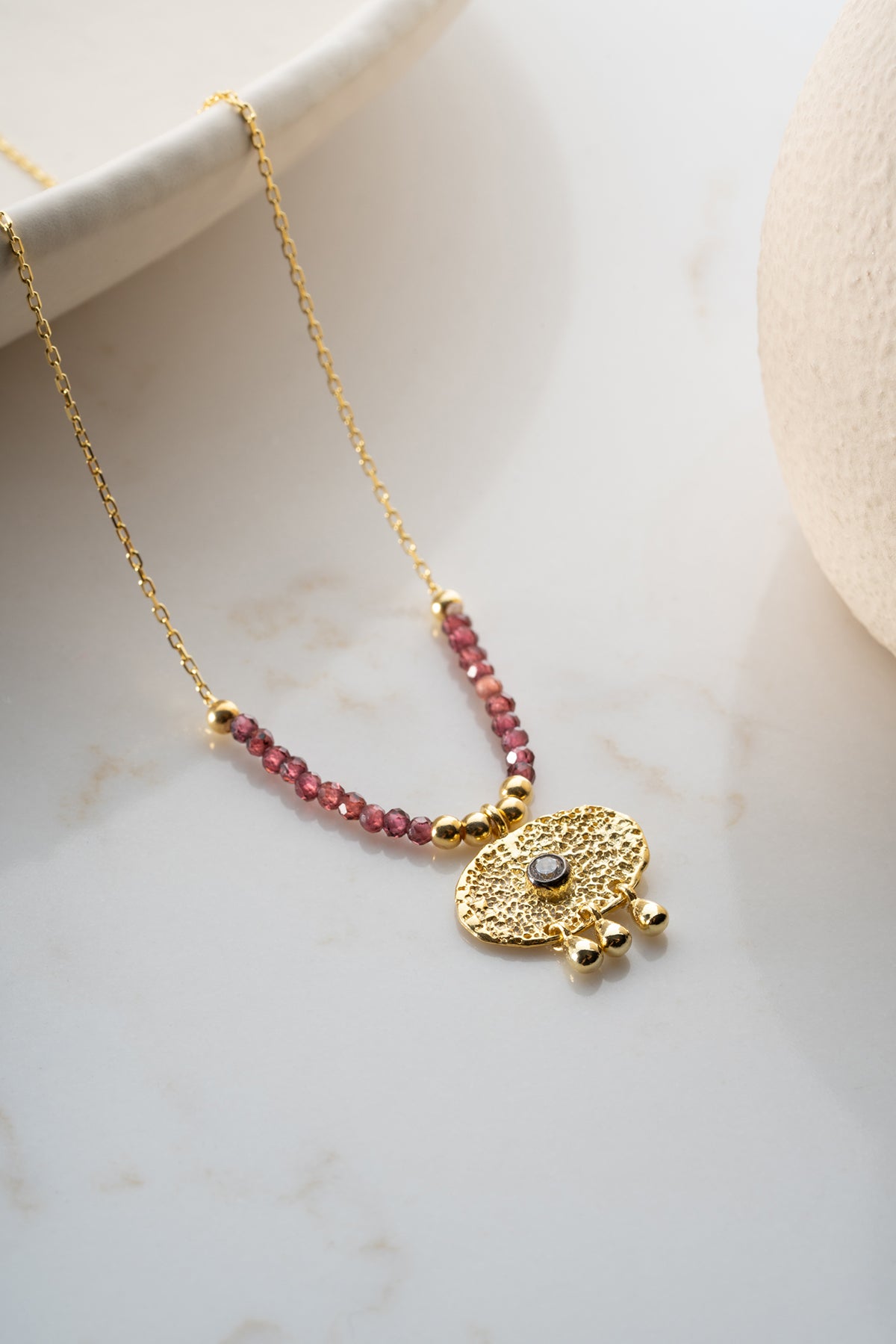 Garnet Guardian Eye Necklace