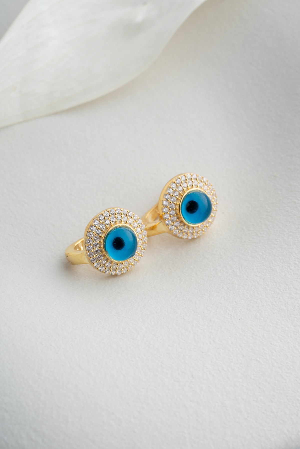 Evil Eye Halo Clip Earrings