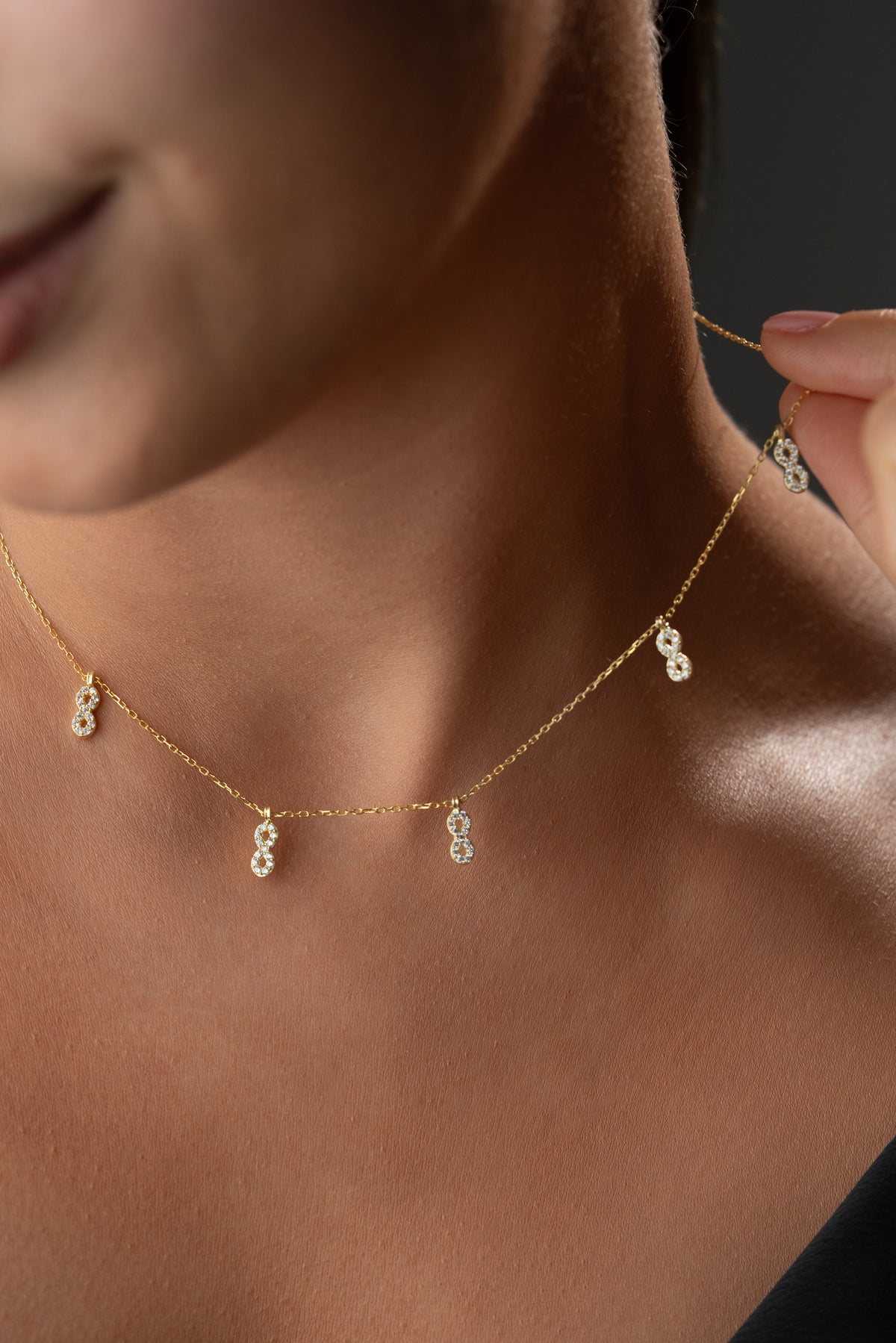 Sparkling Infinity Symbol Charm Necklace