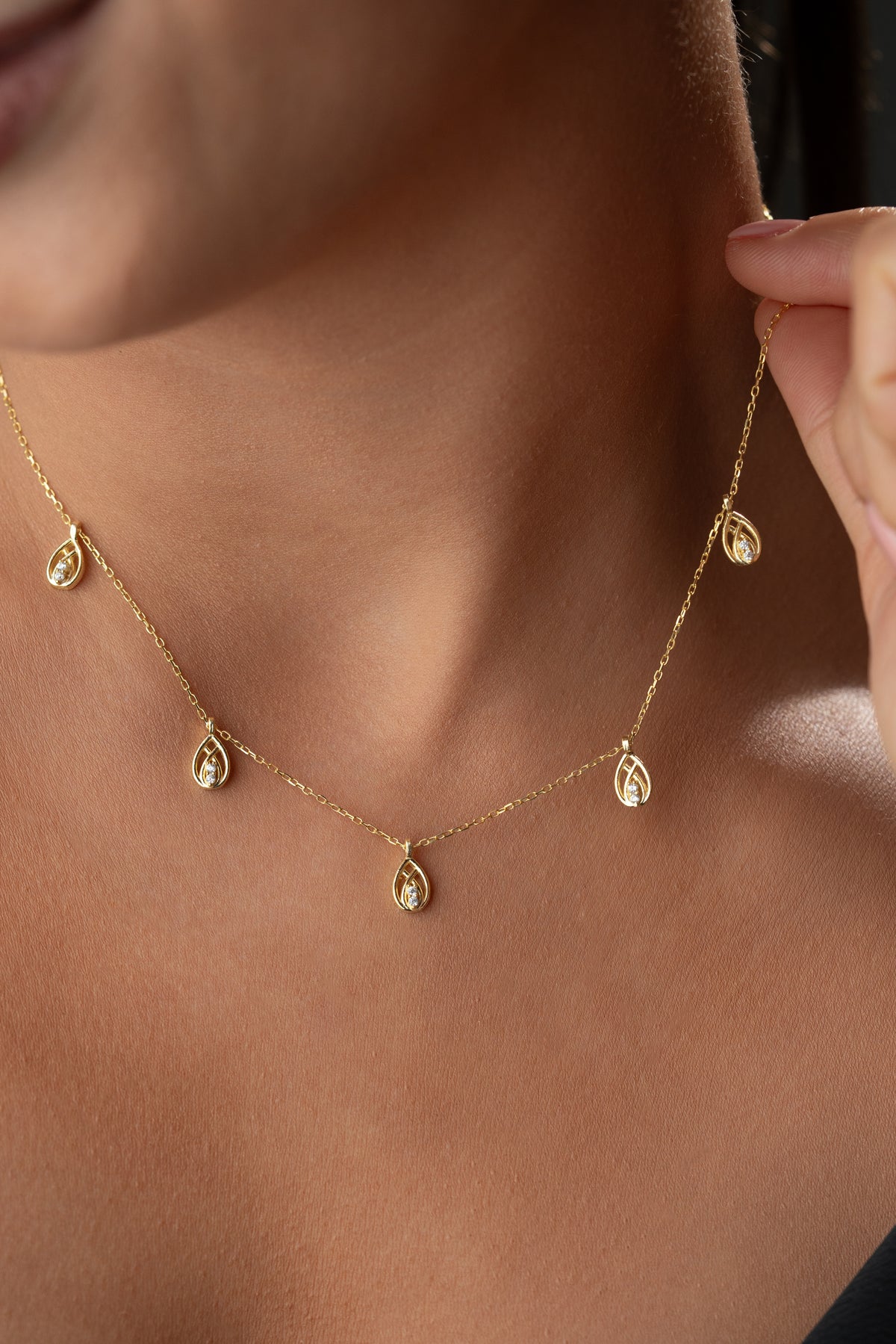 Woven Droplet Charm Necklace