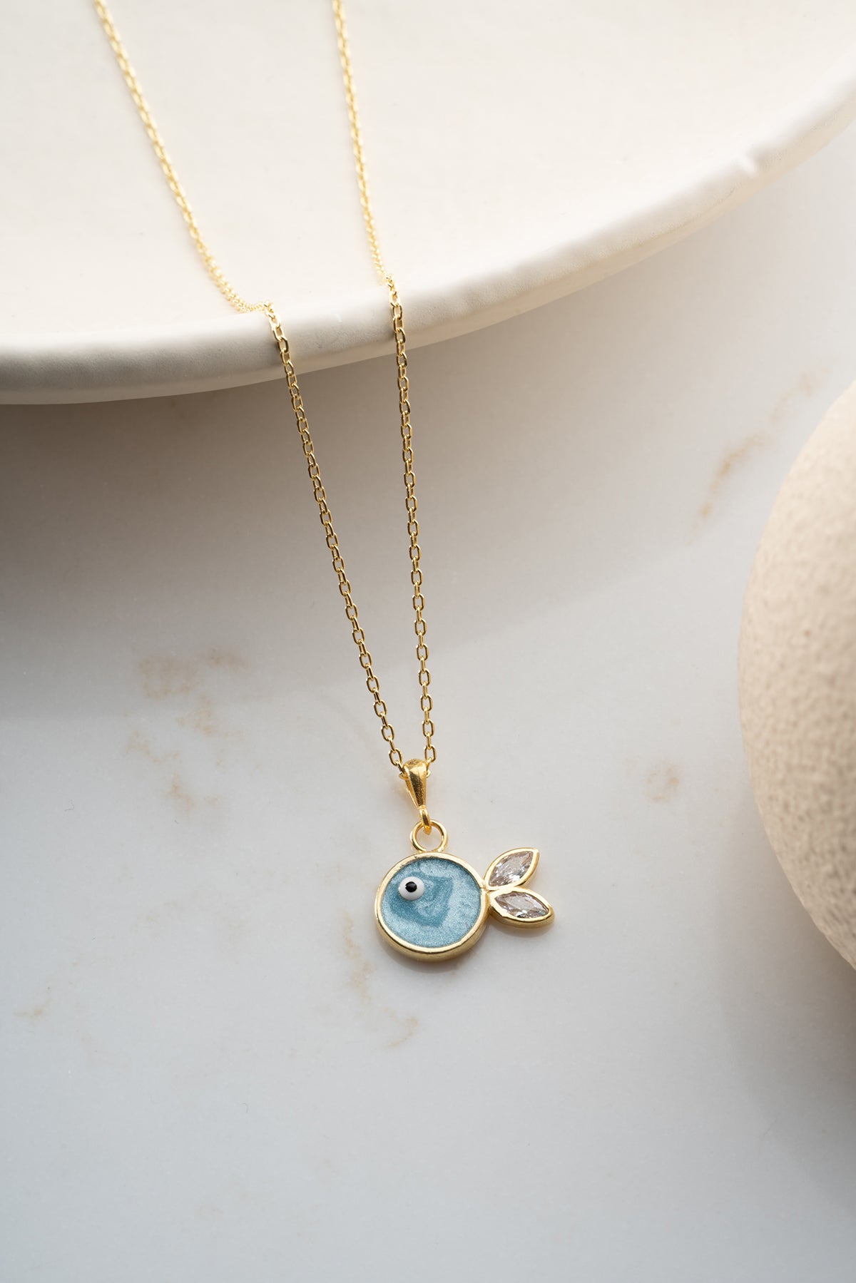 Enamel Fish Pendant Necklace