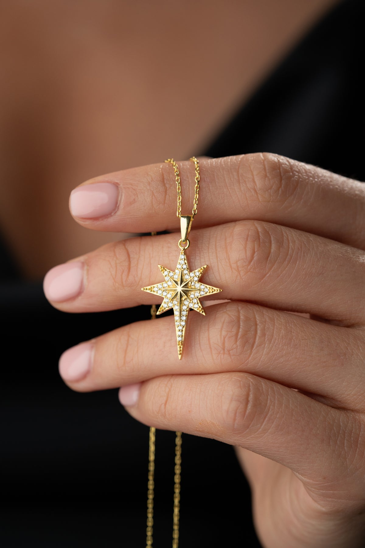Large North Star Pendant Necklace
