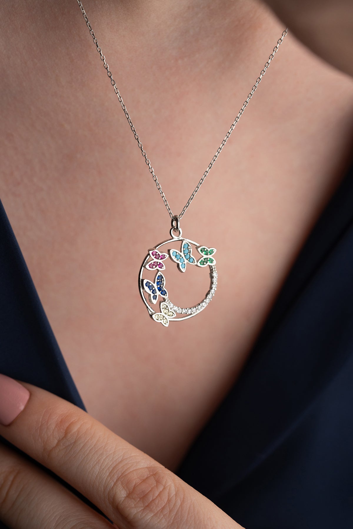 Butterfly Wreath Pendant Necklace