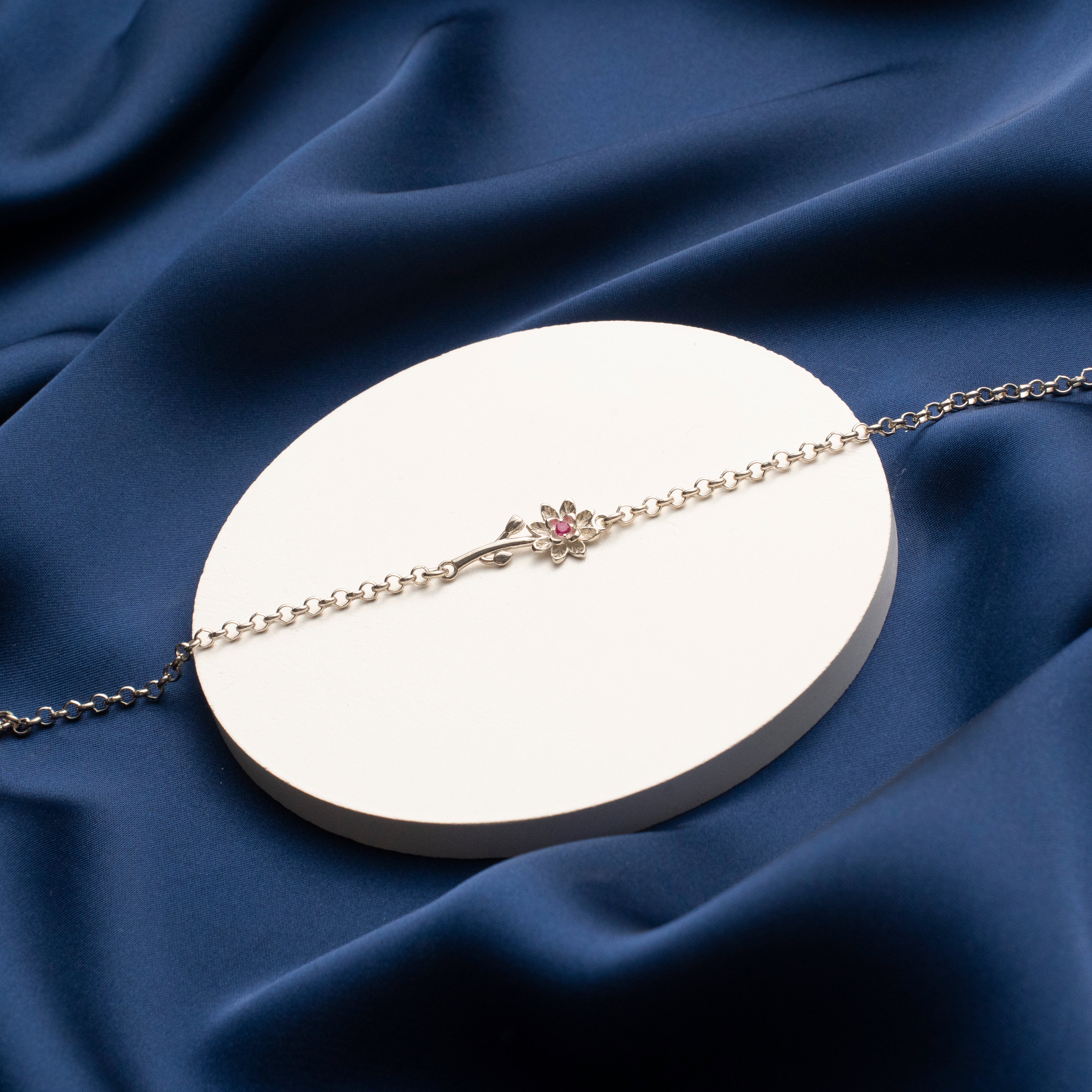 Custom Birth Flower Birthstone Chain Bracelet