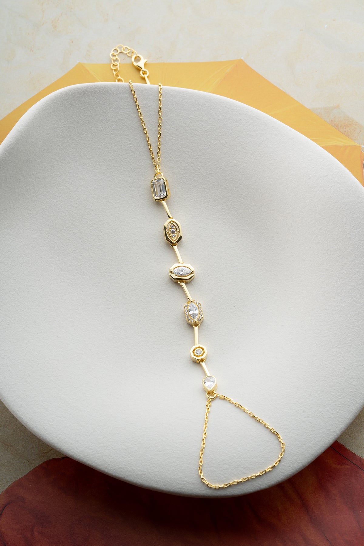 Baguette Crystal Station Hand Chain