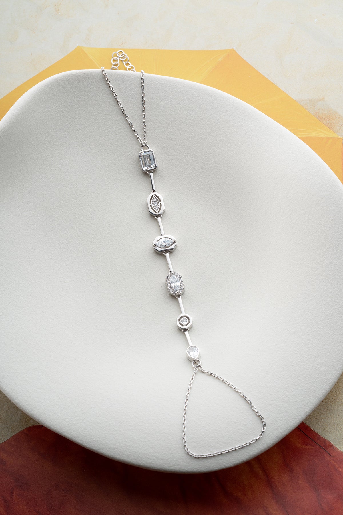 Baguette Crystal Station Hand Chain