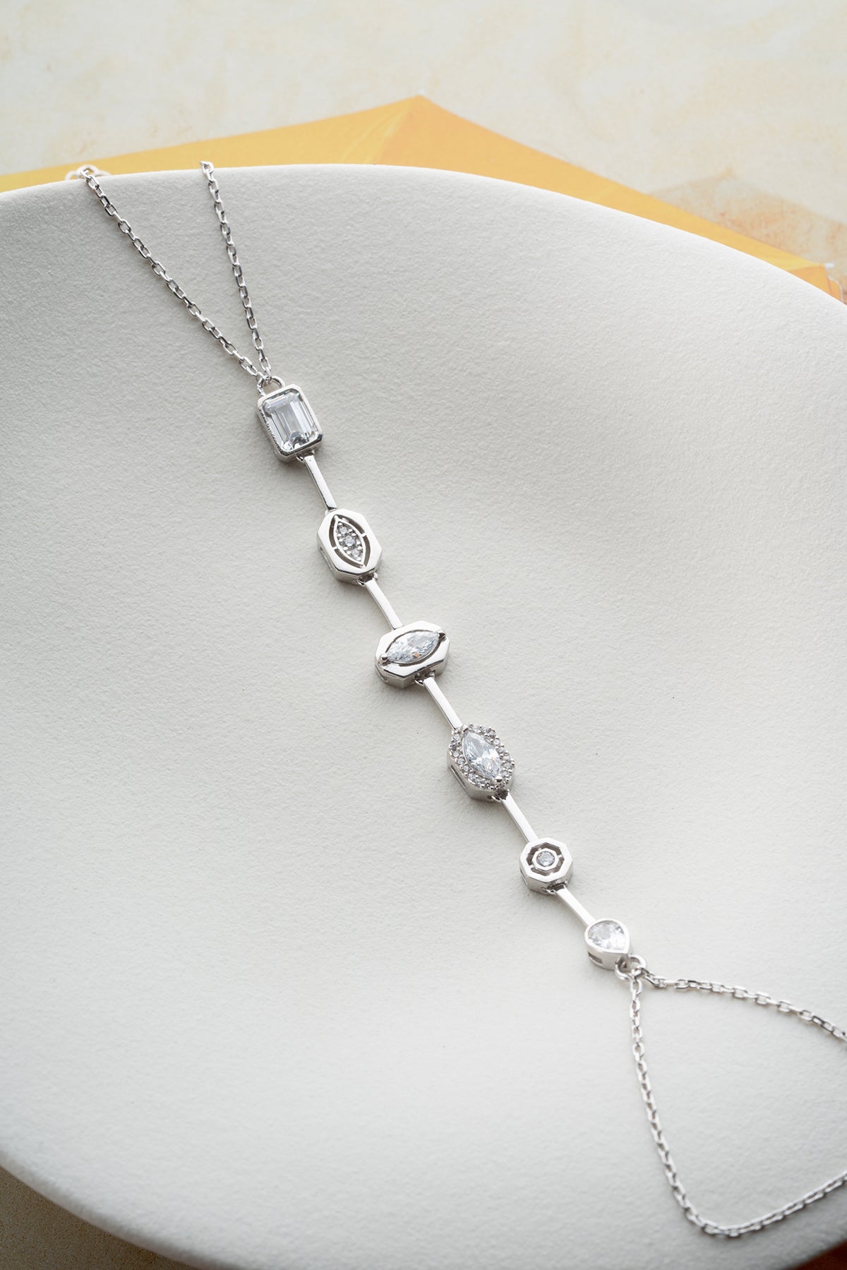 Baguette Crystal Station Hand Chain