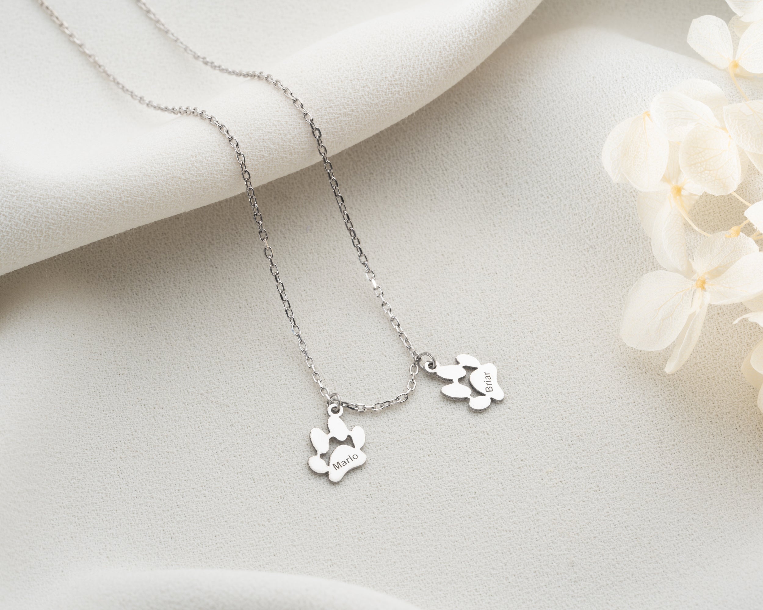 Personalized Pet Paw Print Necklace