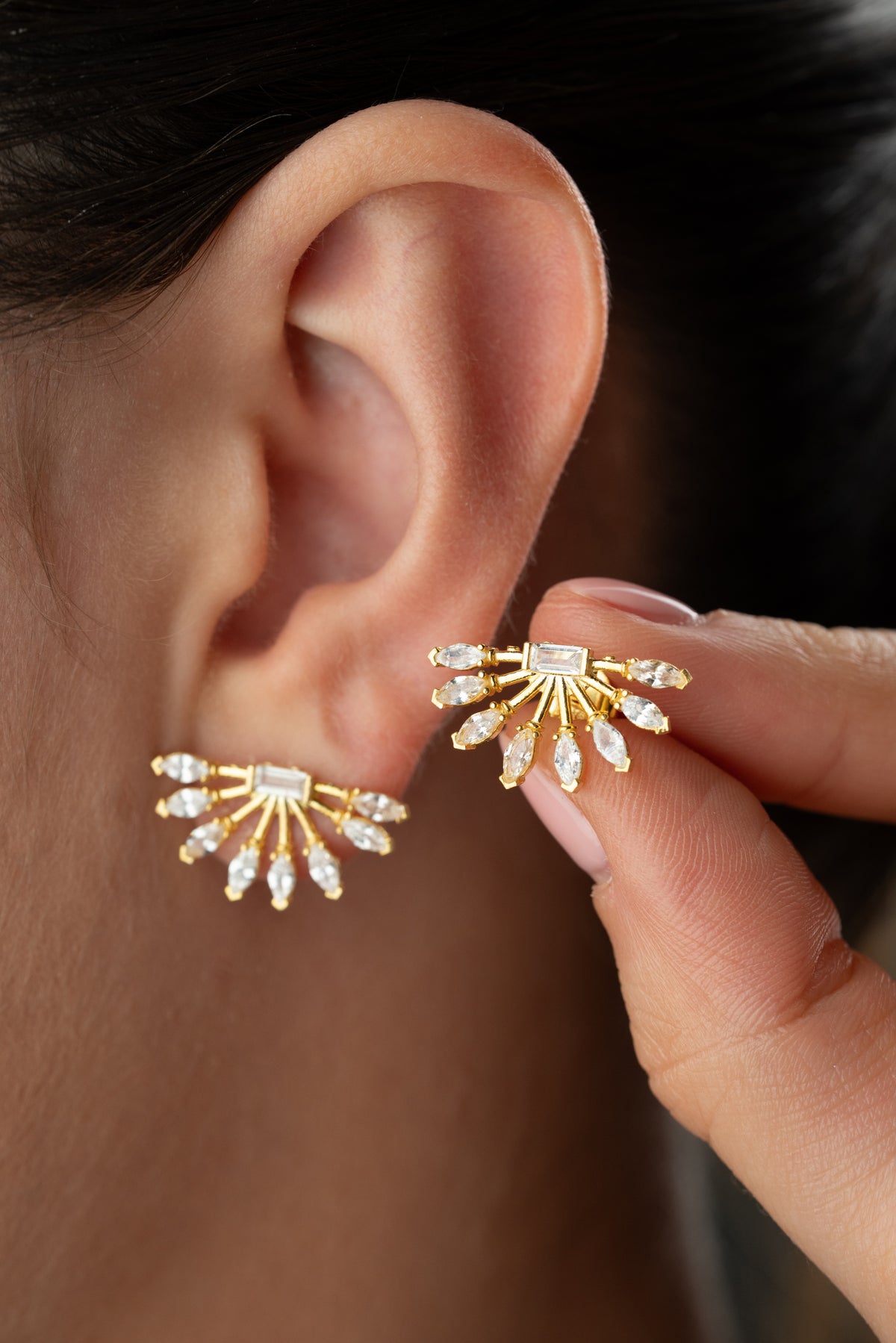 Crystal Fan Stud Earrings
