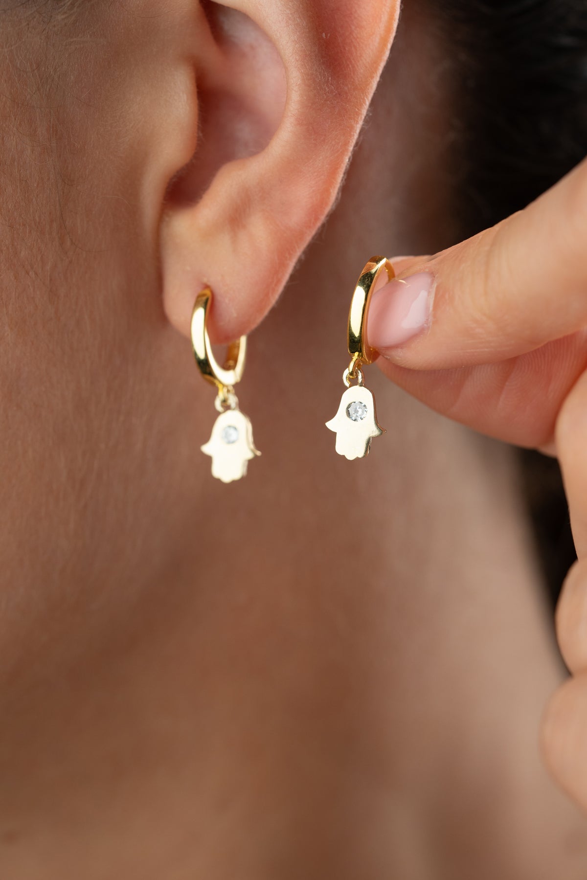 Hamsa Hand Charm Hoop Earrings