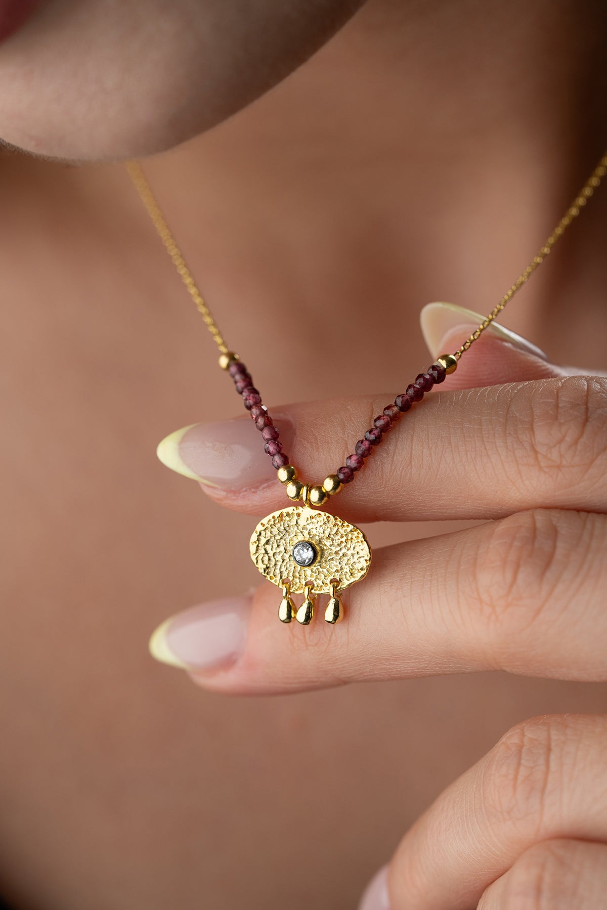 Garnet Guardian Eye Necklace