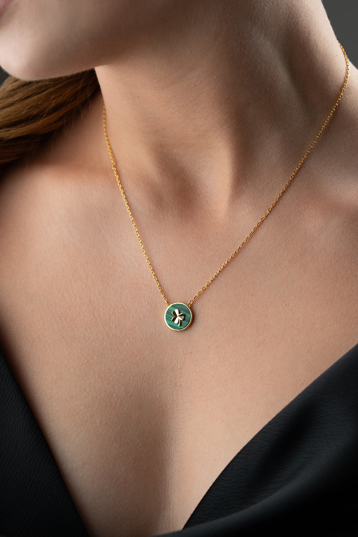 Green Clover Coin Pendant Necklace