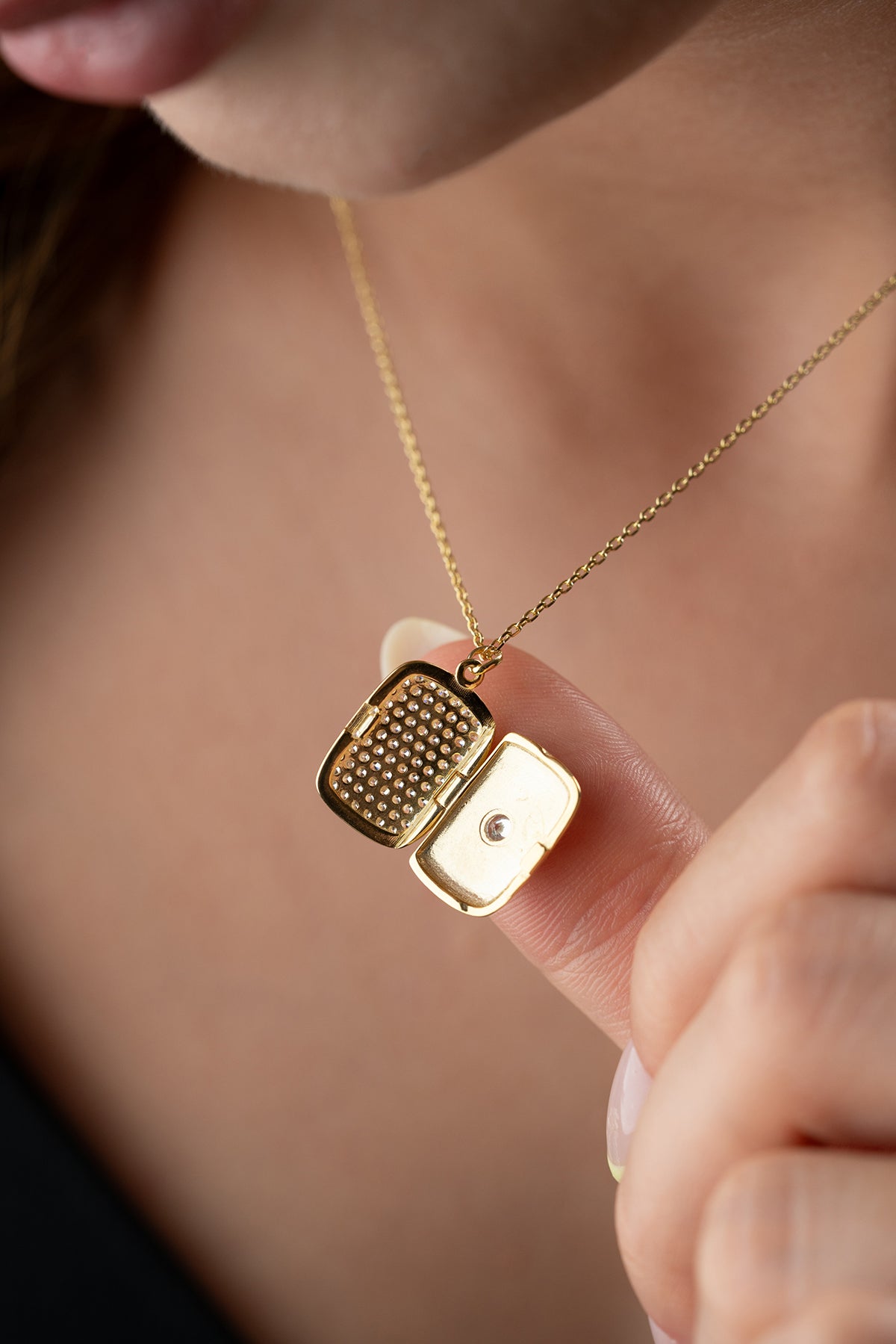 Pave Crystal Rectangle Pendant Necklace