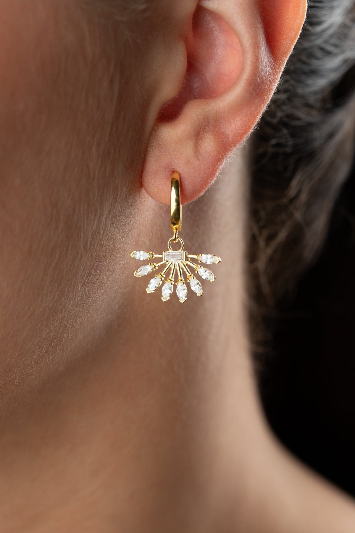 Marquise Crystal Sunburst Drop Earrings