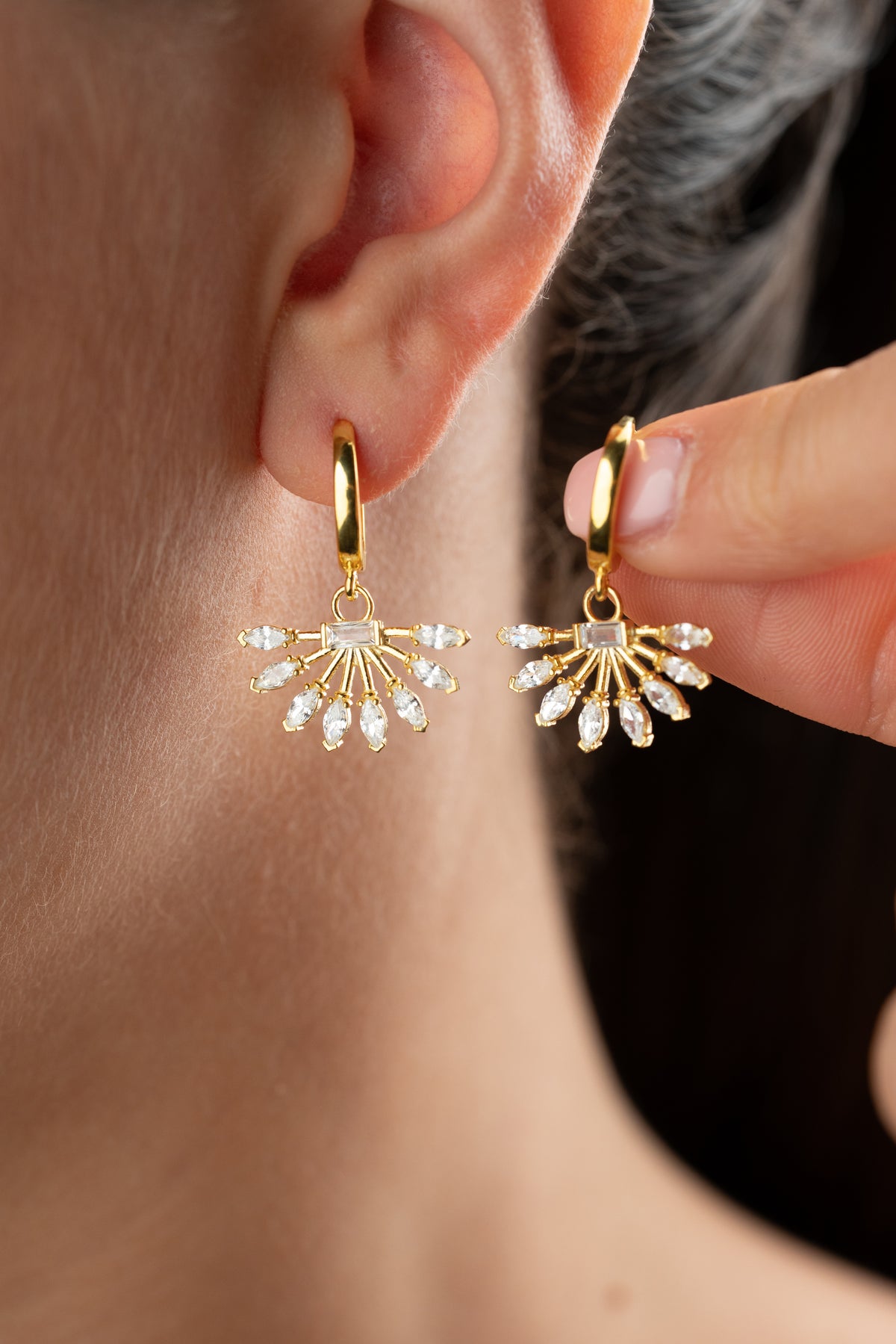 Marquise Crystal Sunburst Drop Earrings