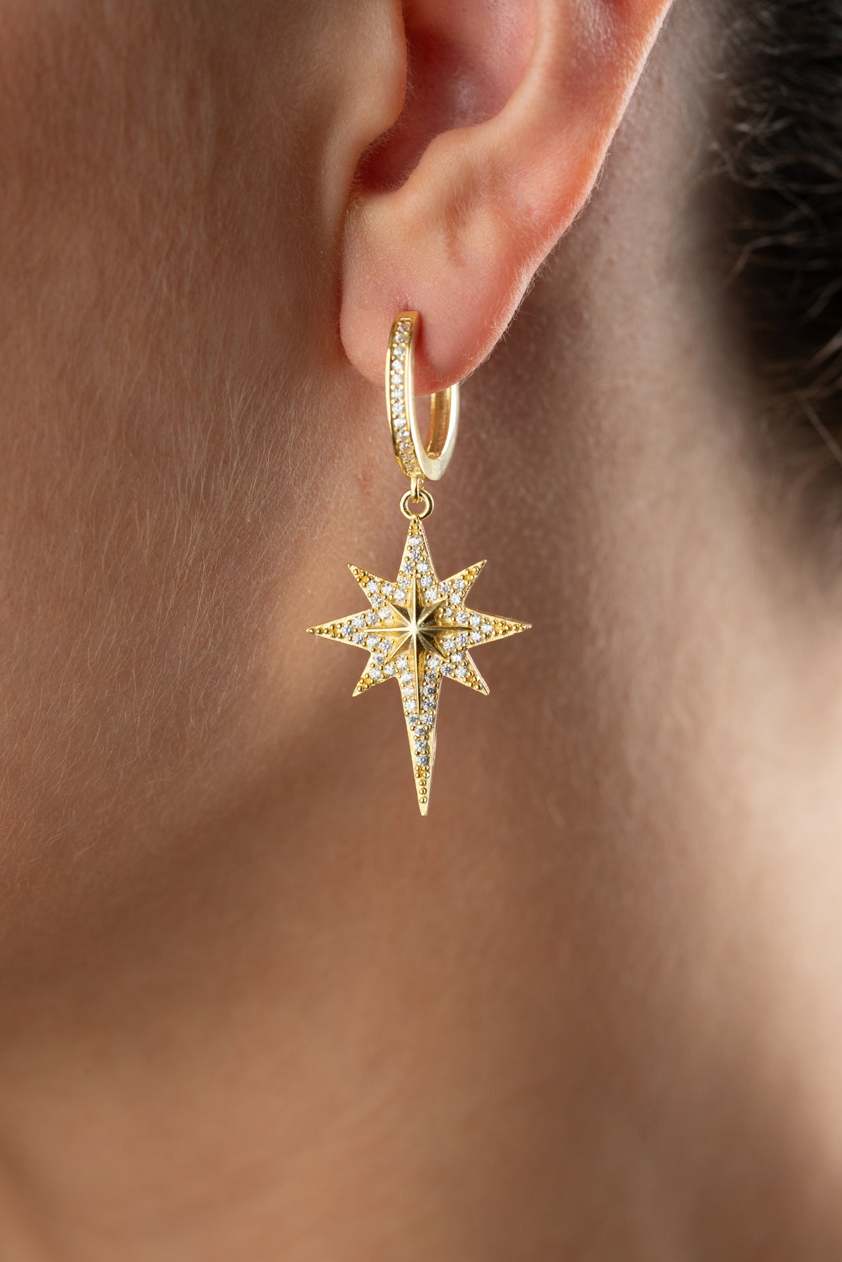 North Star Pave Drop Earrings
