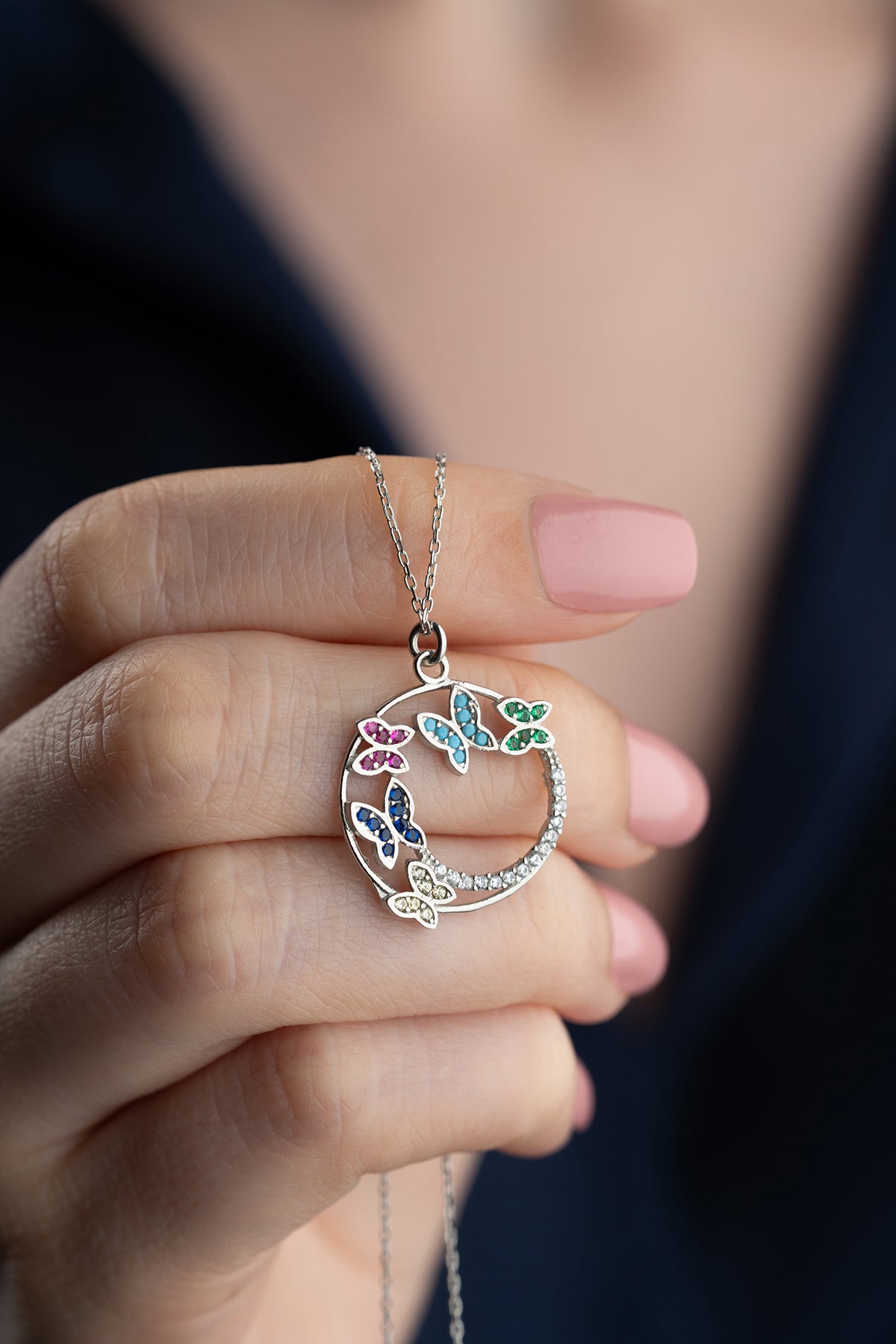 Butterfly Wreath Pendant Necklace